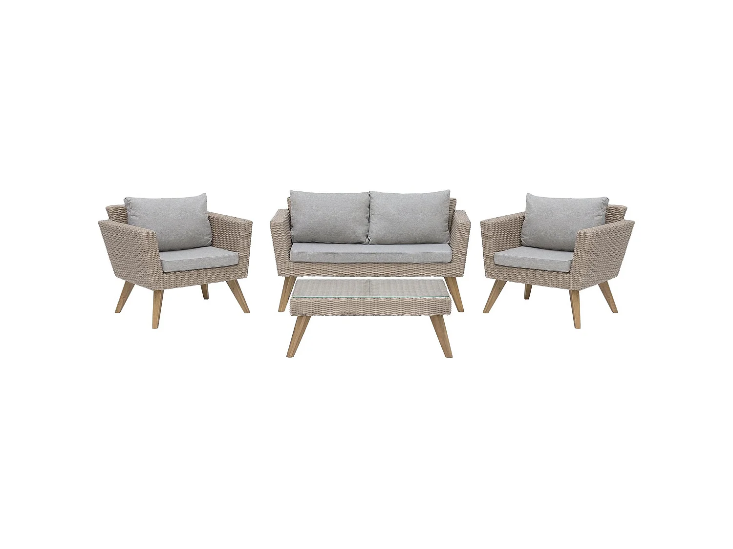 Ensemble de salon de jardin avec table 4 places VITTORIA Gris