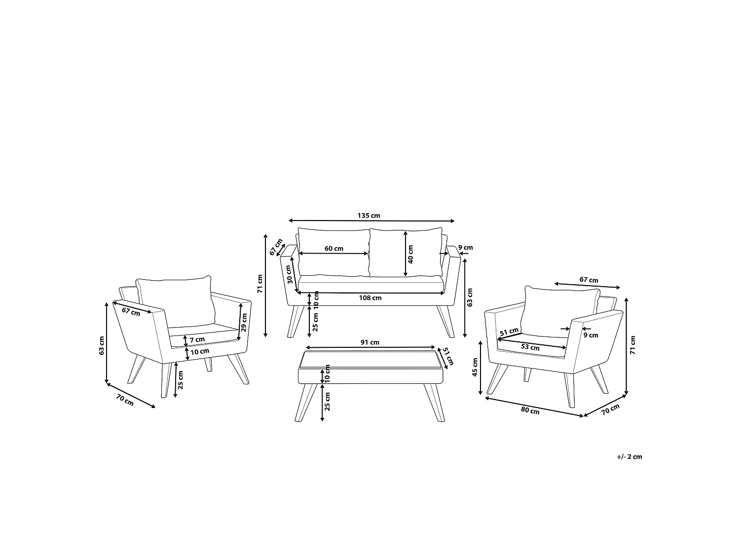 Ensemble de salon de jardin avec table 4 places VITTORIA Gris