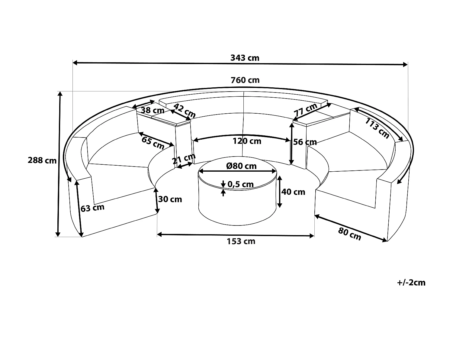 Ensemble de salon de jardin avec table 9 places SEVERO Marron