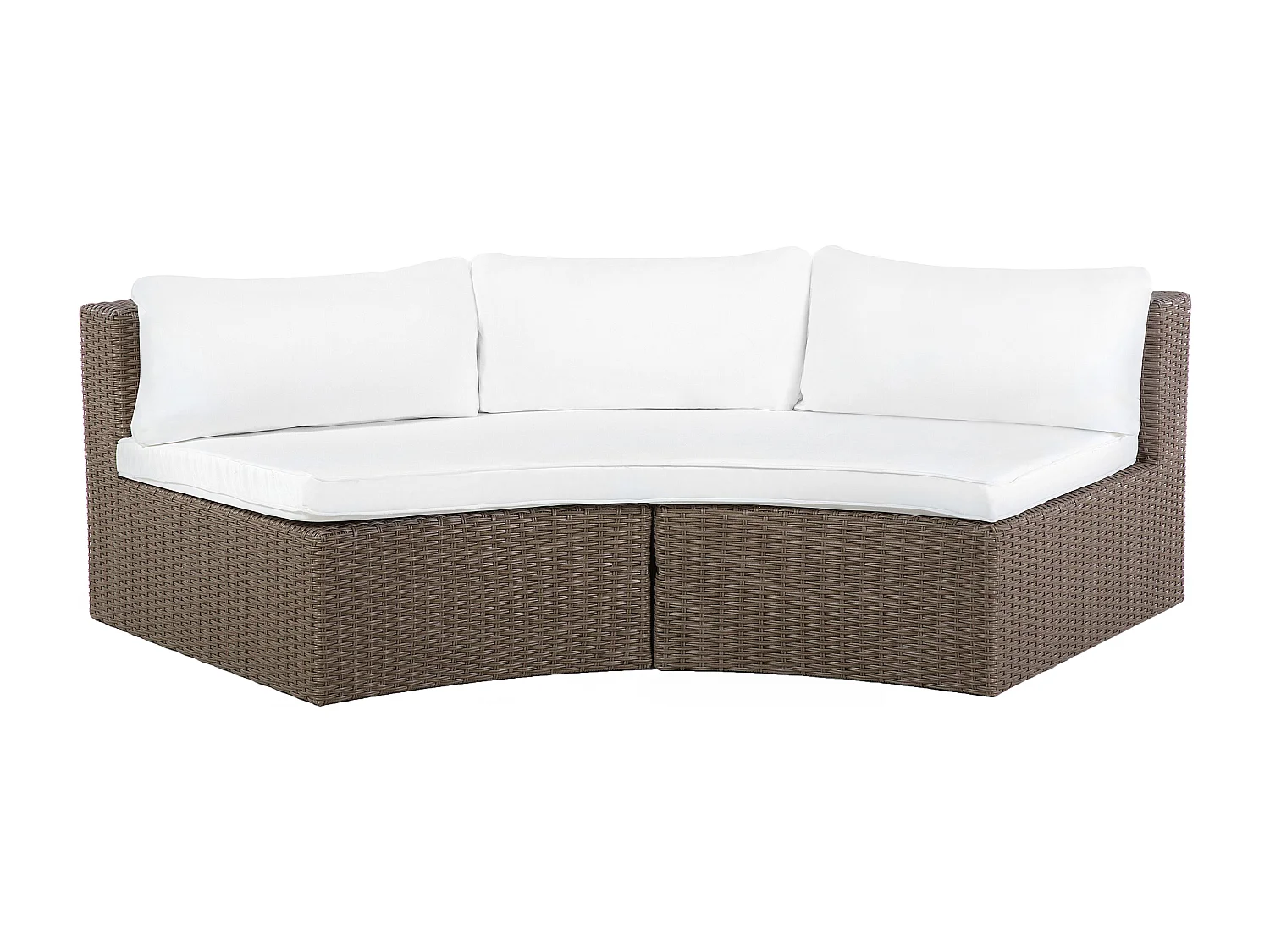 9-Sitzer Lounge Set Rattan braun rund mit Auflagen weiß Couchtisch Severo