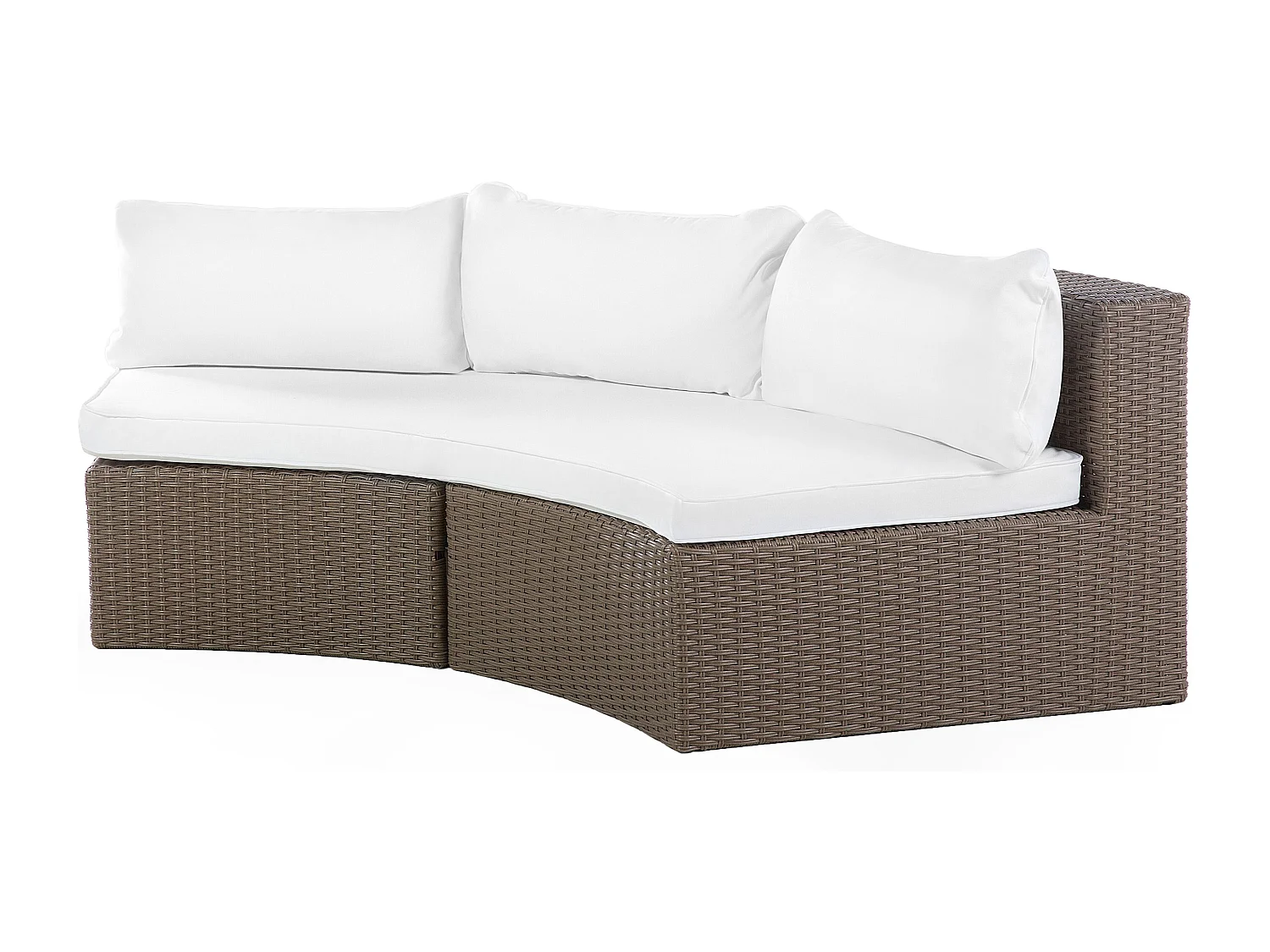 9-Sitzer Lounge Set Rattan braun rund mit Auflagen weiß Couchtisch Severo
