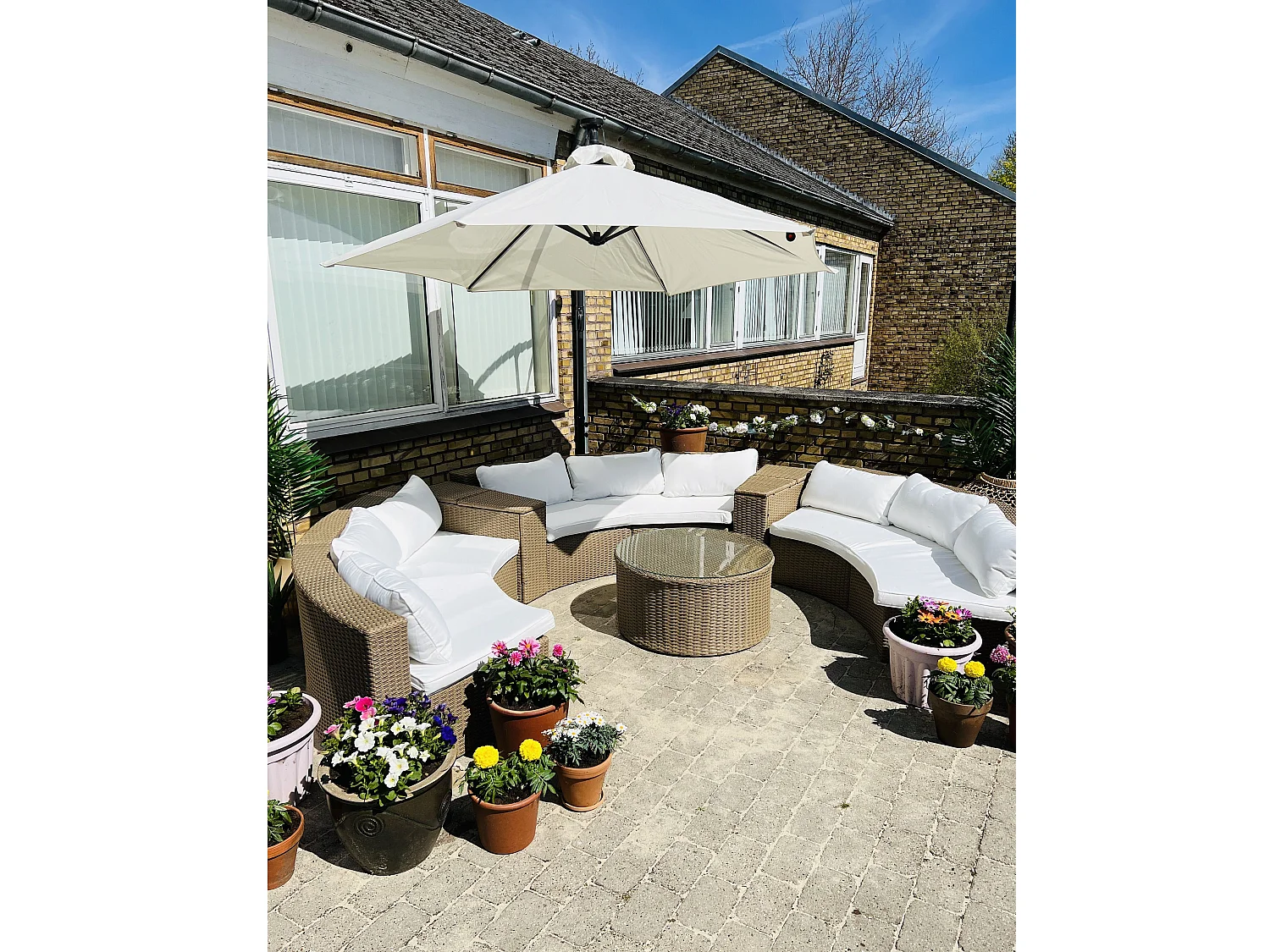 Garden Lounge Set with Table 9 Seater SEVERO Brown PE Rattan