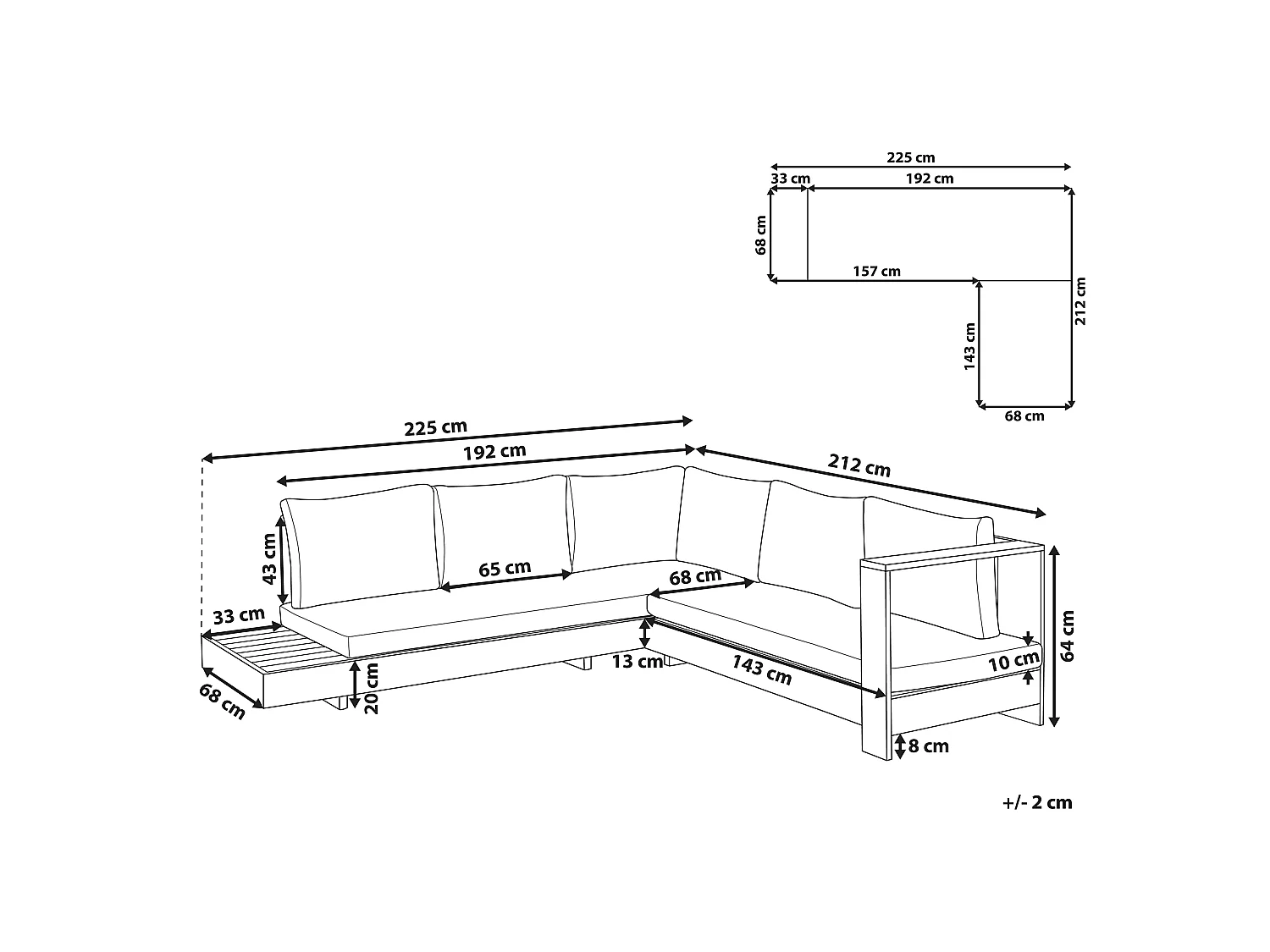 Narożnik ogrodowy dla 5 osób MARETTIMO Lewostronny Certyfikowane drewno akacjowe Brązowy