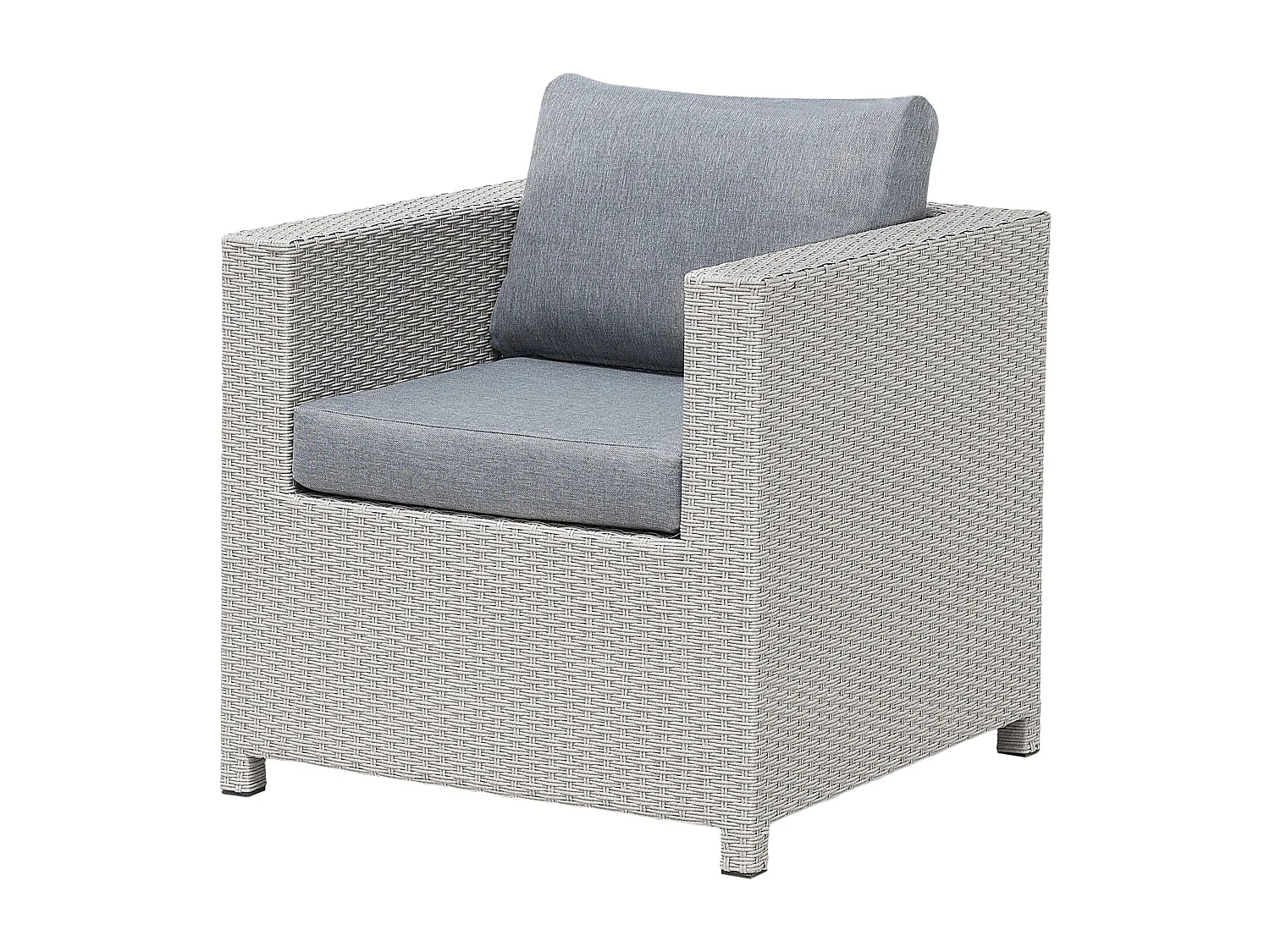 Ensemble de salon de jardin avec table et ottoman 4 places MILANO Gris clair