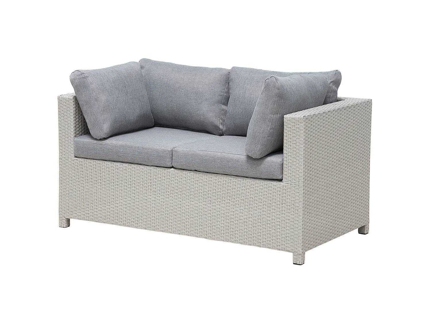 Ensemble de salon de jardin avec table et ottoman 4 places MILANO Gris clair