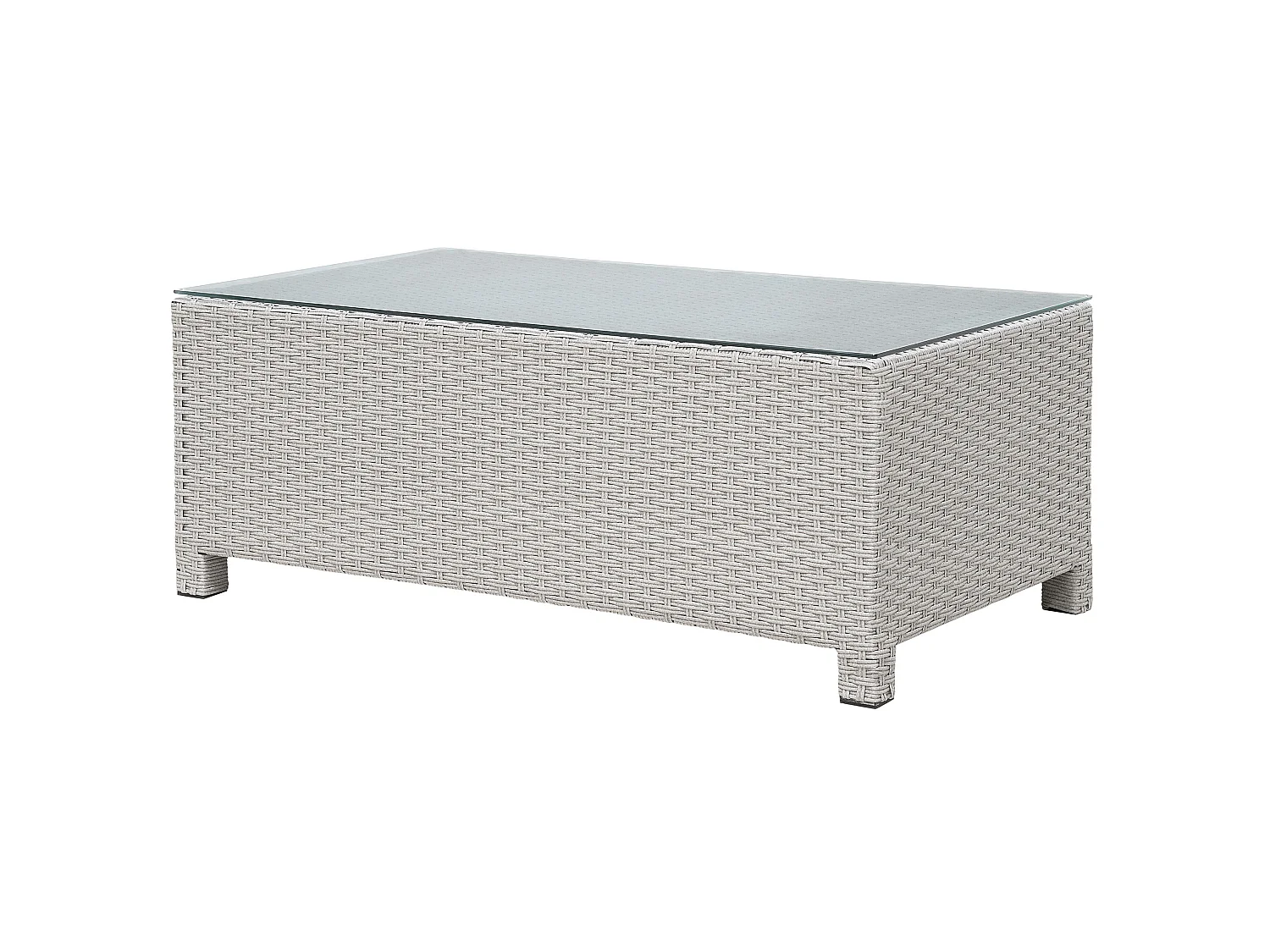 Ensemble de salon de jardin avec table et ottoman 4 places MILANO Gris clair
