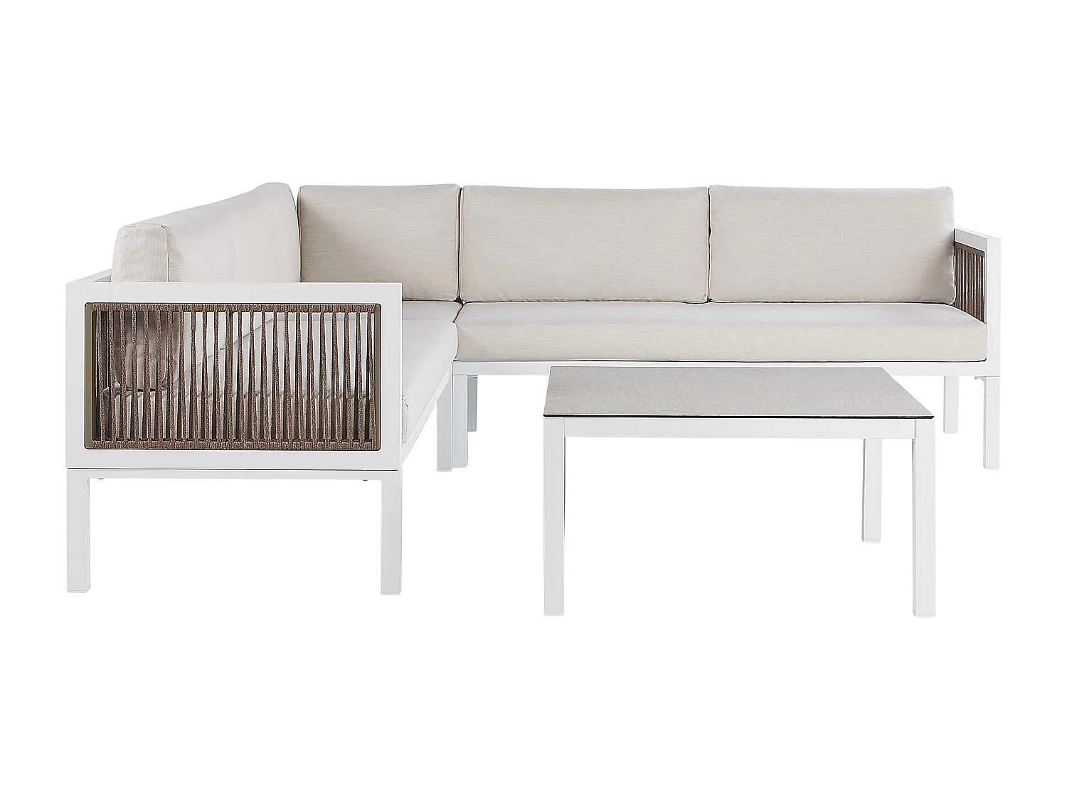 Ensemble de canapés d'angle de jardin 4 places BORELLO Côté droite Métal Beige