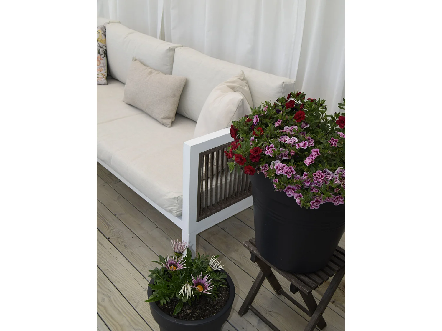 Ensemble de canapés d'angle de jardin 4 places BORELLO Côté gauche Métal Beige