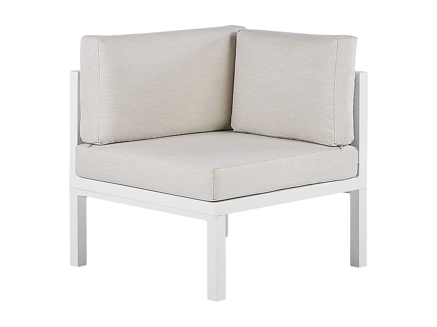 Garten Set weiß 4-Sitzer Ecksofa linksseitig mit Couchtisch Kissen beige Borello