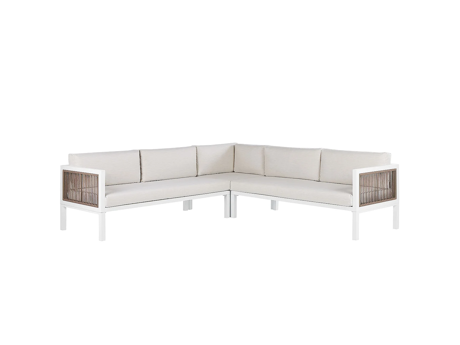 Garden Corner Sofa with Table 4 Seater BORELLO Left Hand Beige Metal