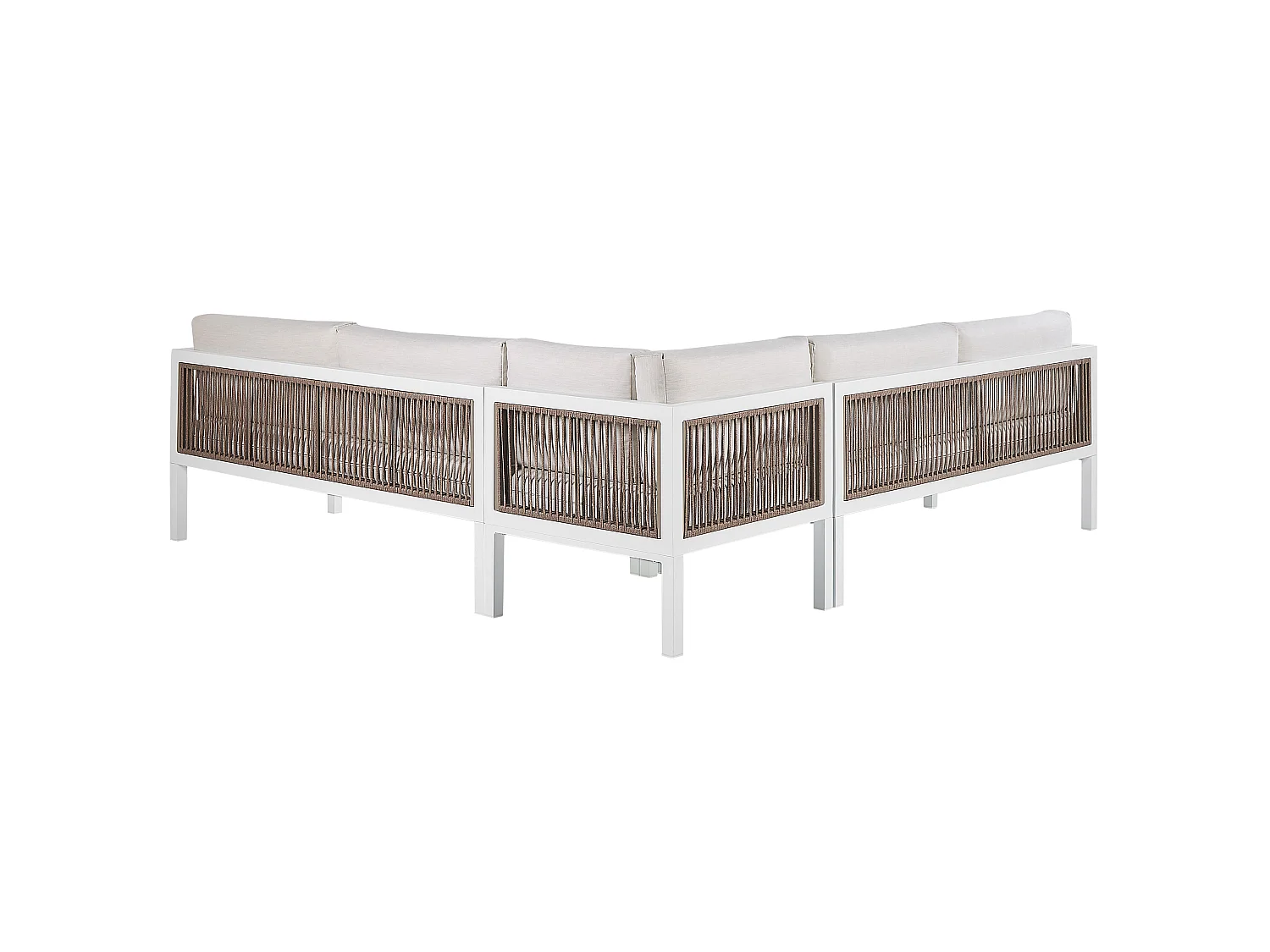 Garden Corner Sofa with Table 4 Seater BORELLO Left Hand Beige Metal
