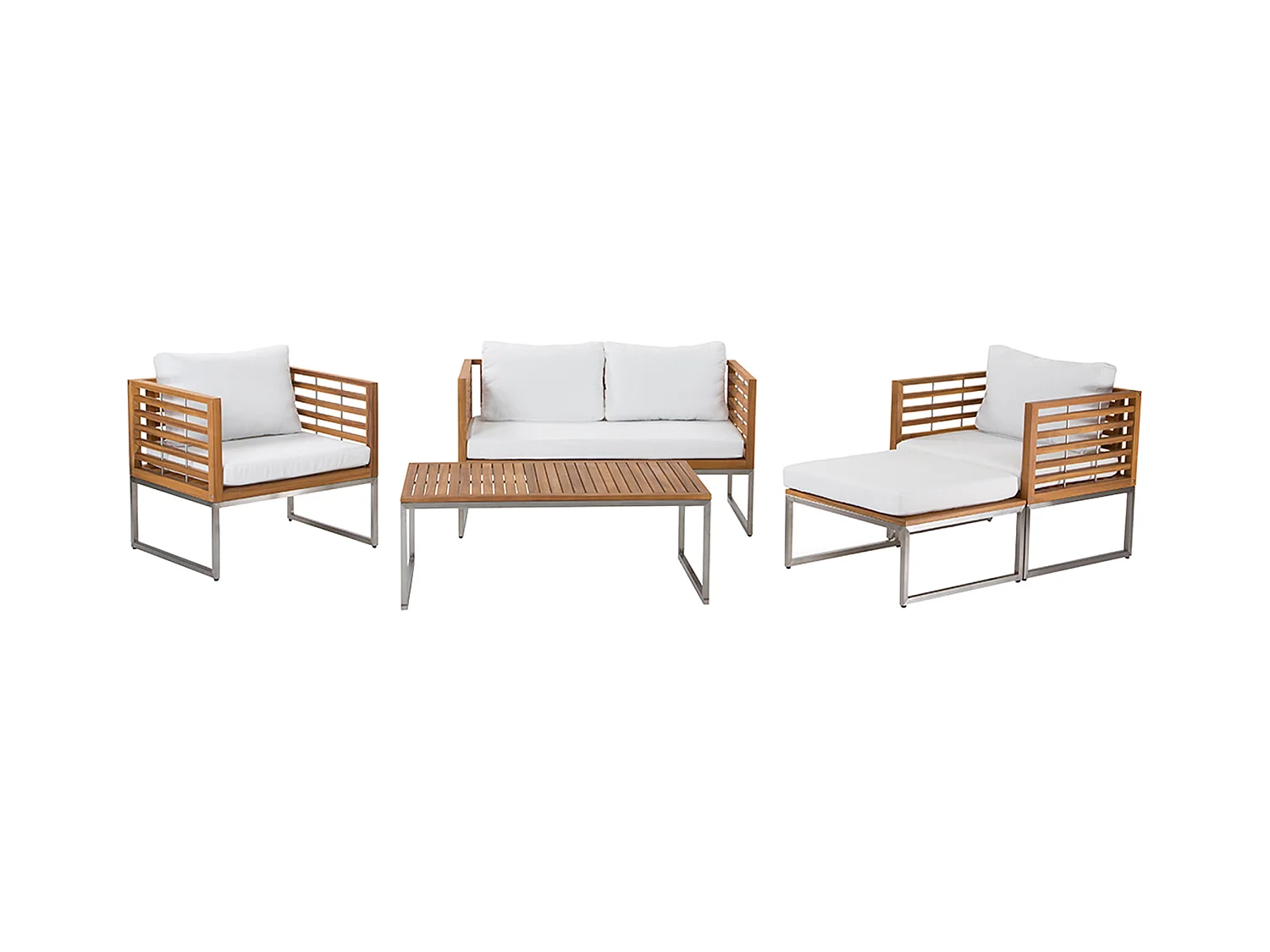 Ensemble de salon de jardin avec table 4 places BERMUDA Acacia Marron