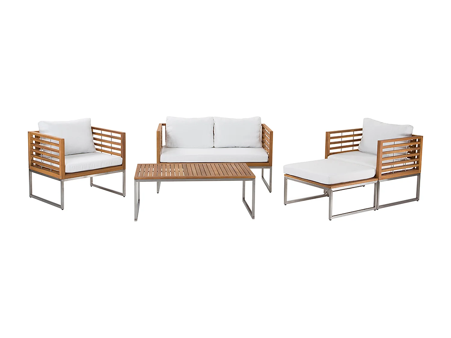 Ensemble de salon de jardin avec table 4 places BERMUDA Acacia Marron