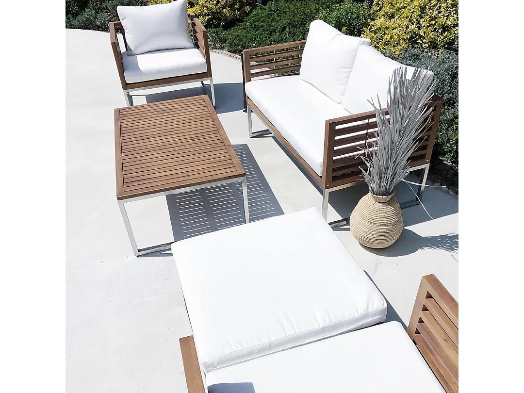 Lounge Set mit Tisch 4-Sitzer BERMUDA Akazienholz Braun