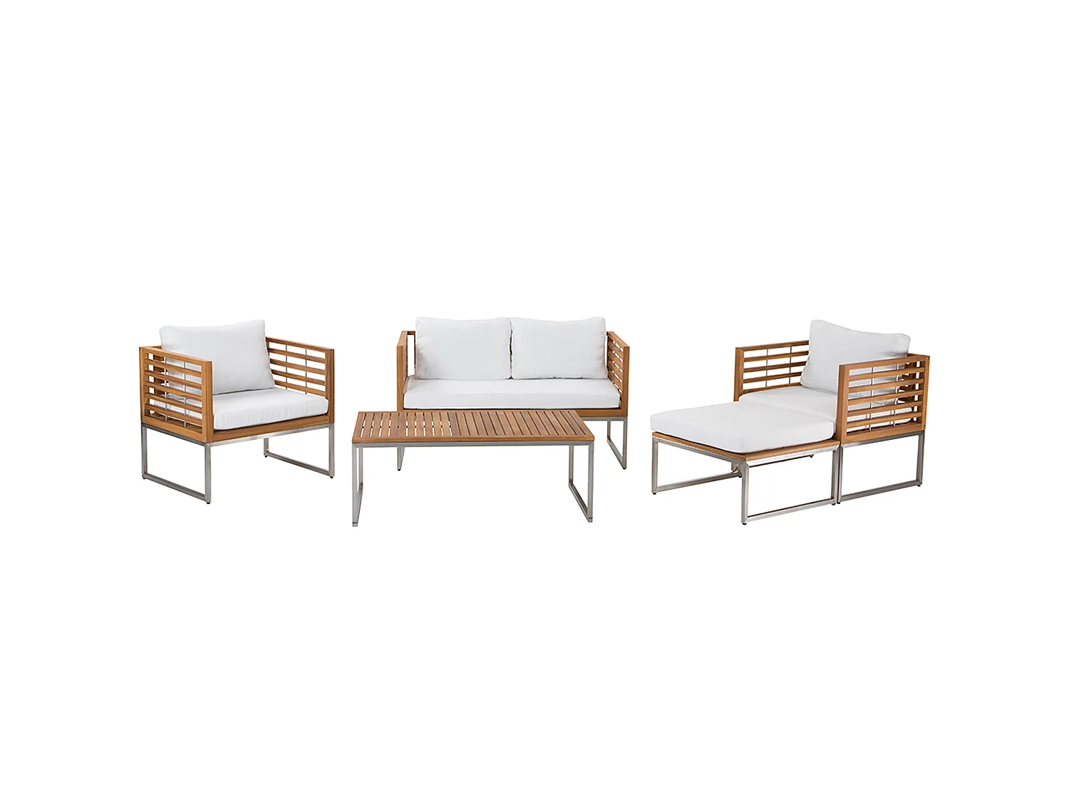 Ensemble de salon de jardin avec table 4 places BERMUDA Acacia Marron