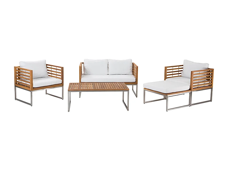 Ensemble de salon de jardin avec table 4 places BERMUDA Acacia Marron