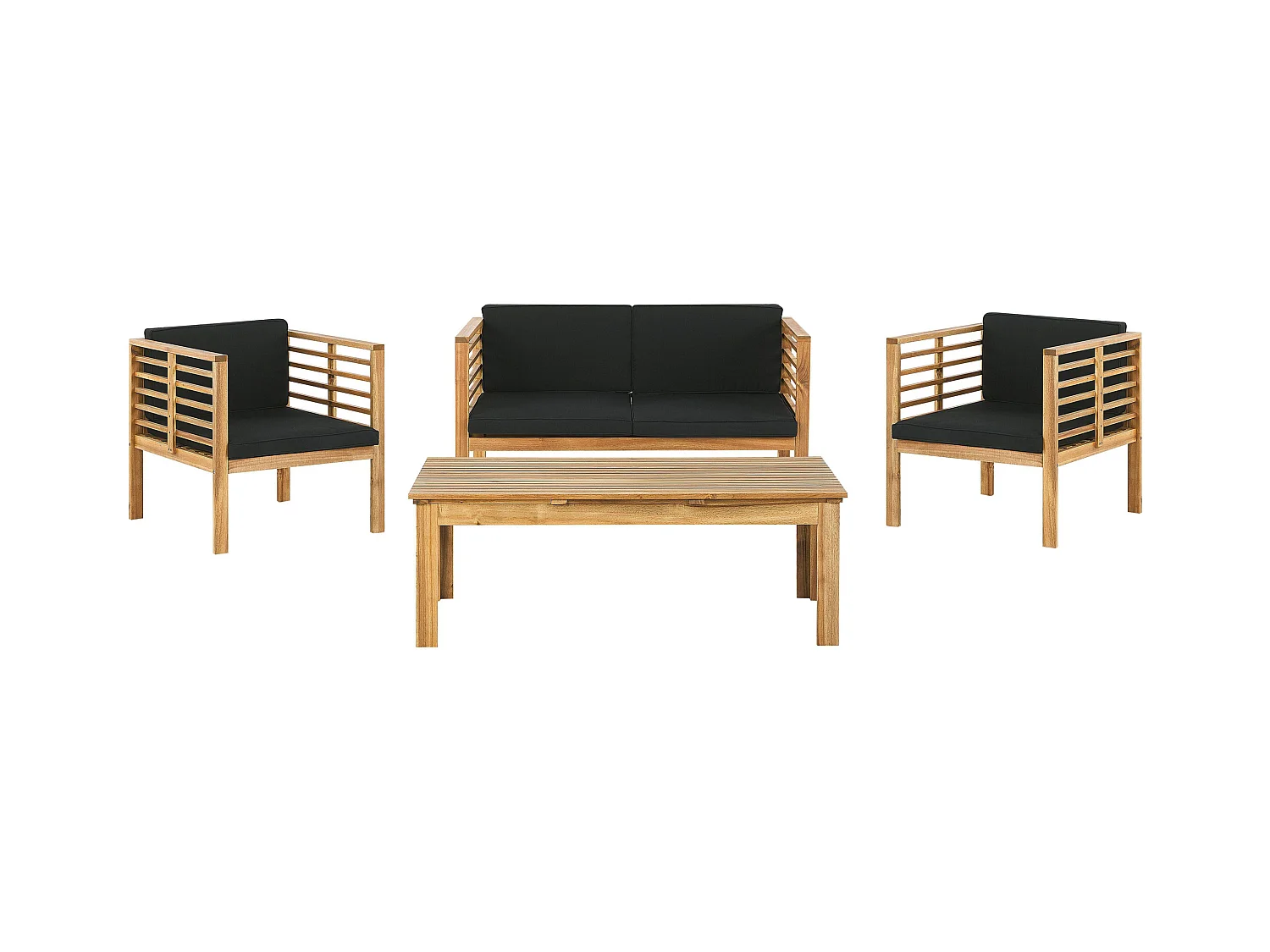 Ensemble de salon de jardin avec table 4 places PACIFIC Acacia Noir