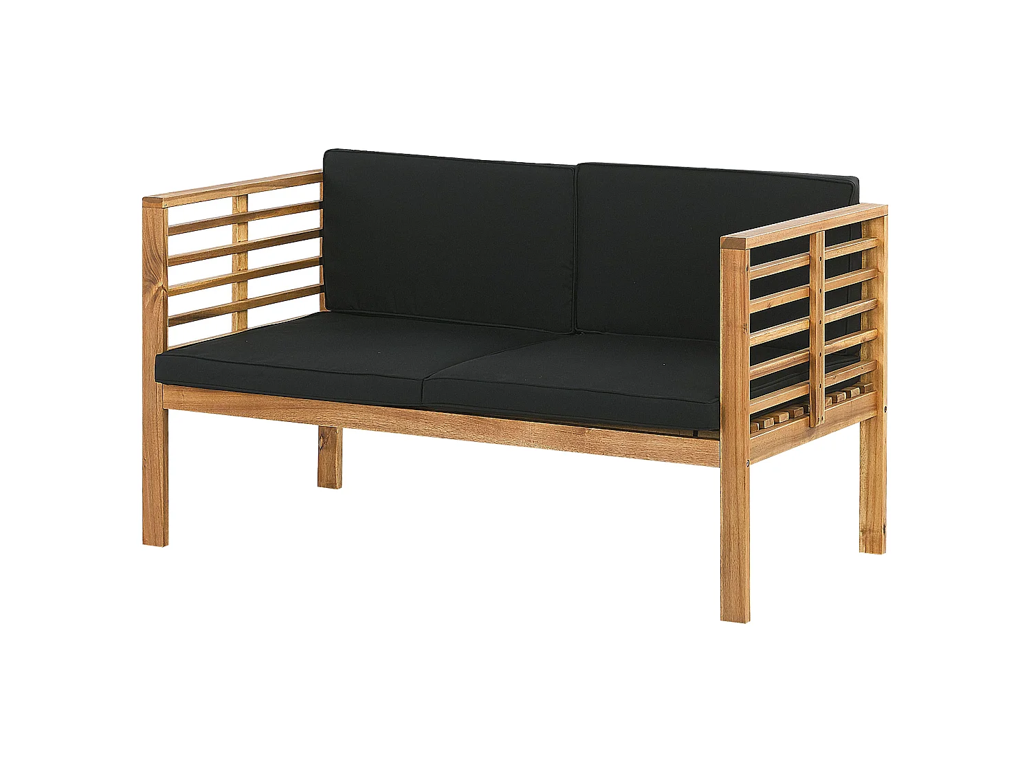 Lounge Set mit Tisch 4-Sitzer PACIFIC Akazienholz Schwarz