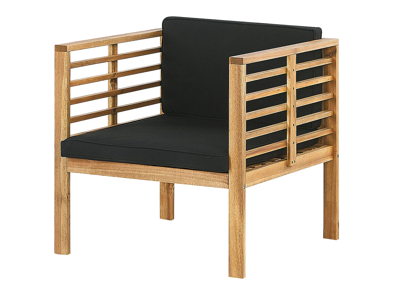 Lounge Set mit Tisch 4-Sitzer PACIFIC Akazienholz Schwarz