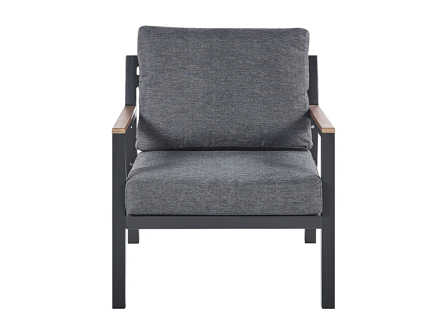 Gartenset modern Sofa 2 Sessel Tisch Aluminium schwarz Auflagen dunkelgrau Delia