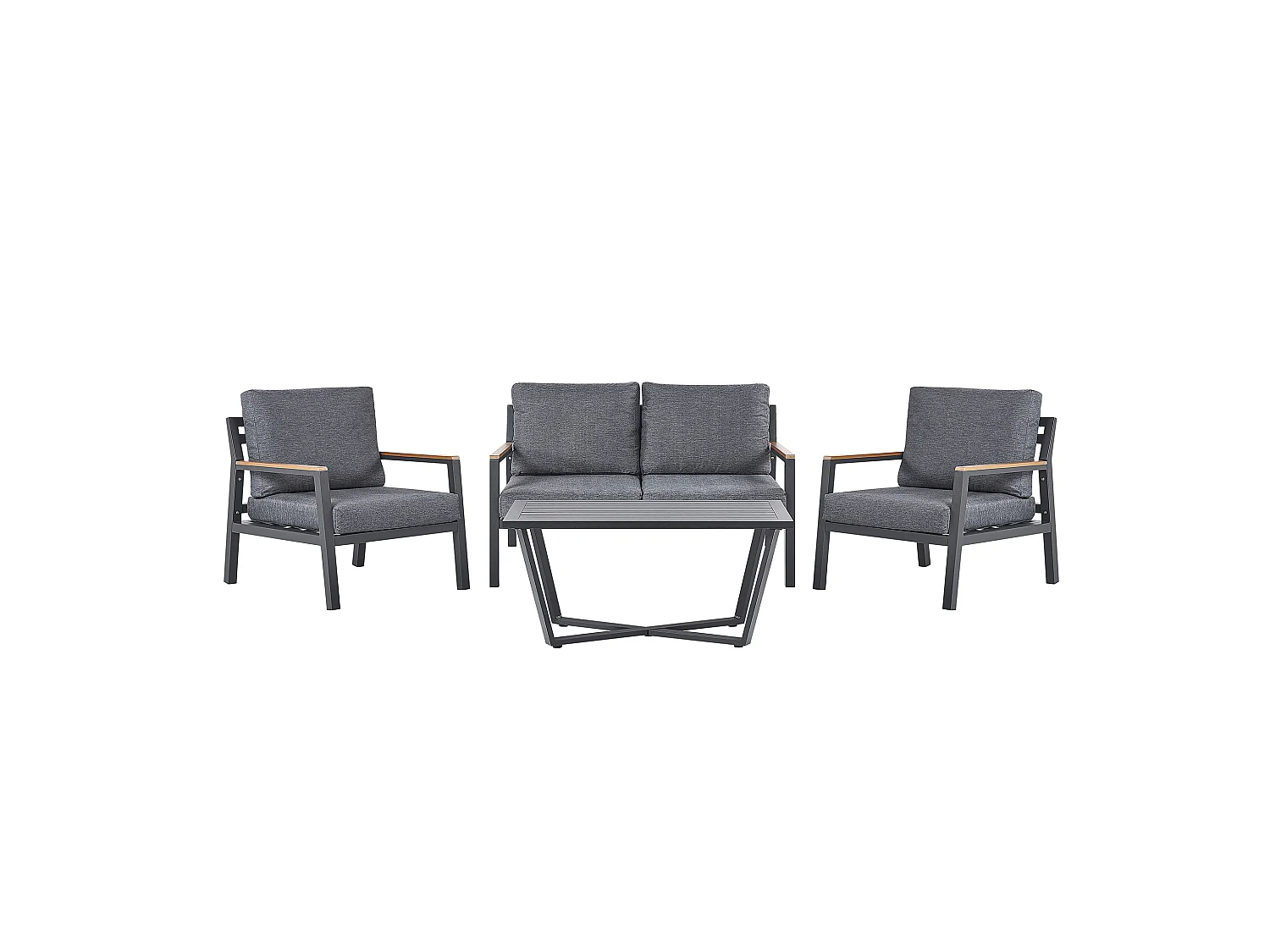 Set da giardino con tavolo 4 posti DELIA Metallo Grigio
