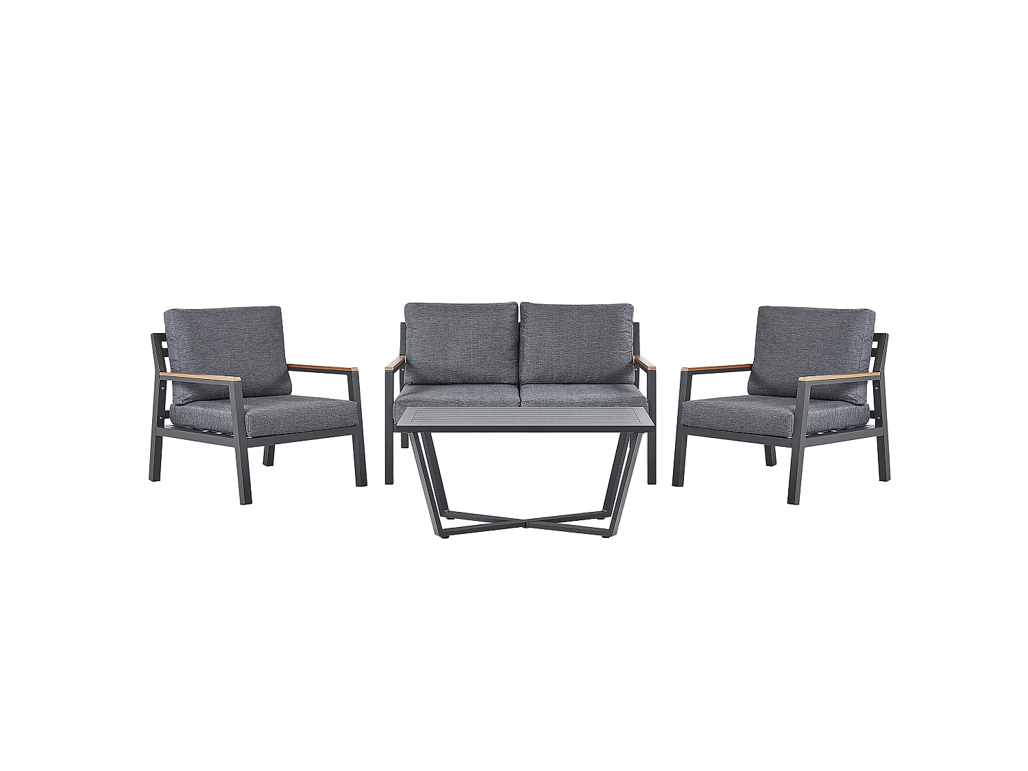 Set da giardino con tavolo 4 posti DELIA Metallo Grigio