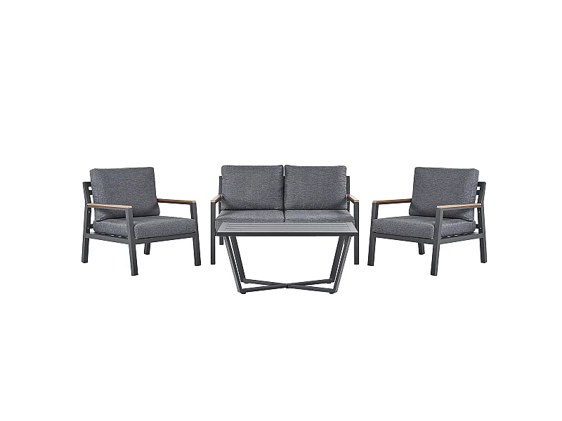 Set da giardino con tavolo 4 posti DELIA Metallo Grigio