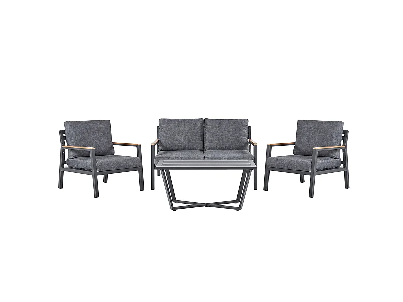 Loungeset met tafel 4-zitter DELIA Metaal Grijs