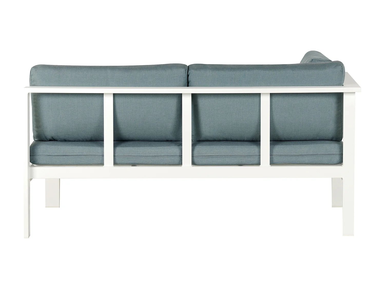 Lounge Set weiß Kunstholz Ecksofa mit Auflagen mintgrün 2 Couchtische Messina