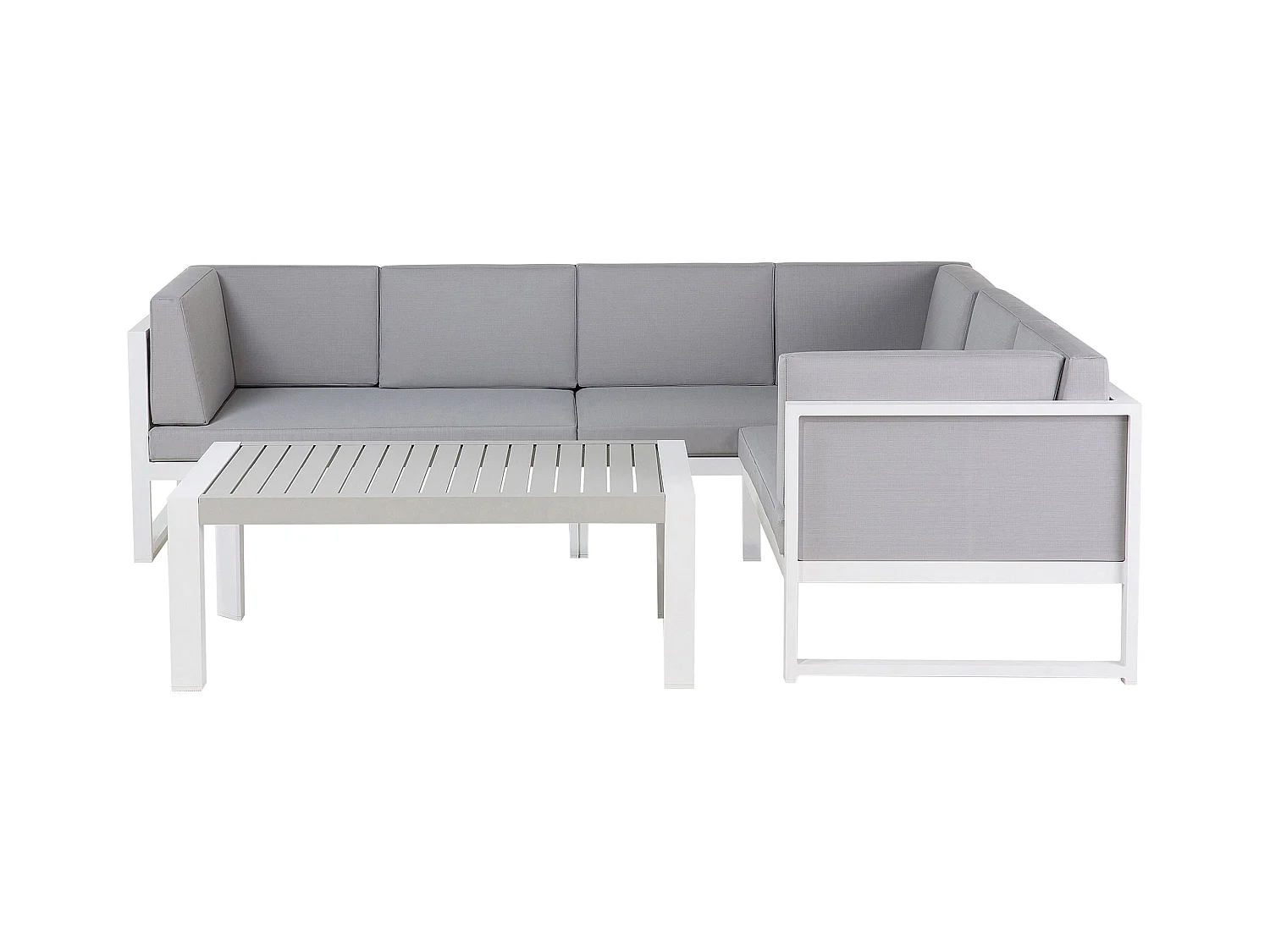 Ensemble de canapés d'angle de jardin 6 places CASTELLA Côté droite Métal Gris