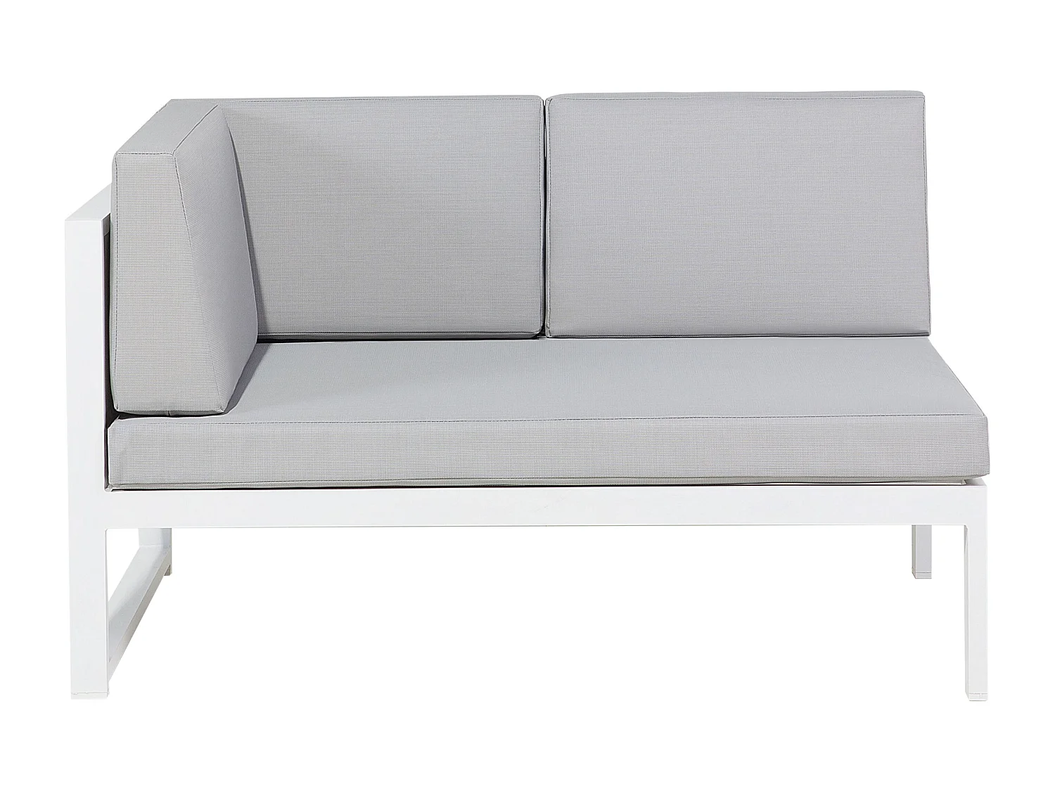 Lounge Set 2-teilig Aluminium weiß/grau Ecksofa mit Tisch Kissen grau Castella