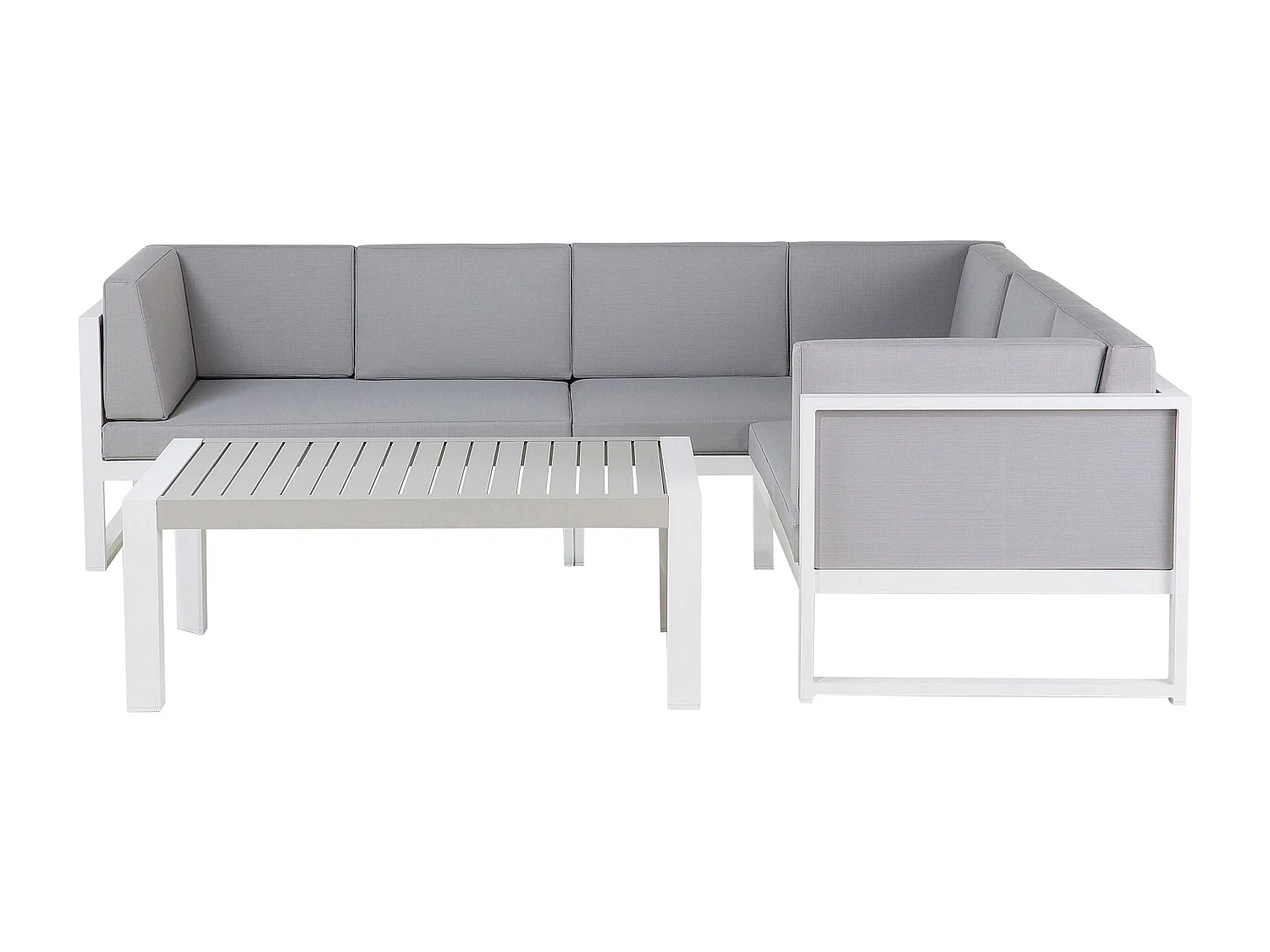 Ensemble de canapés d\'angle de jardin 6 places CASTELLA Côté droite Métal Gris