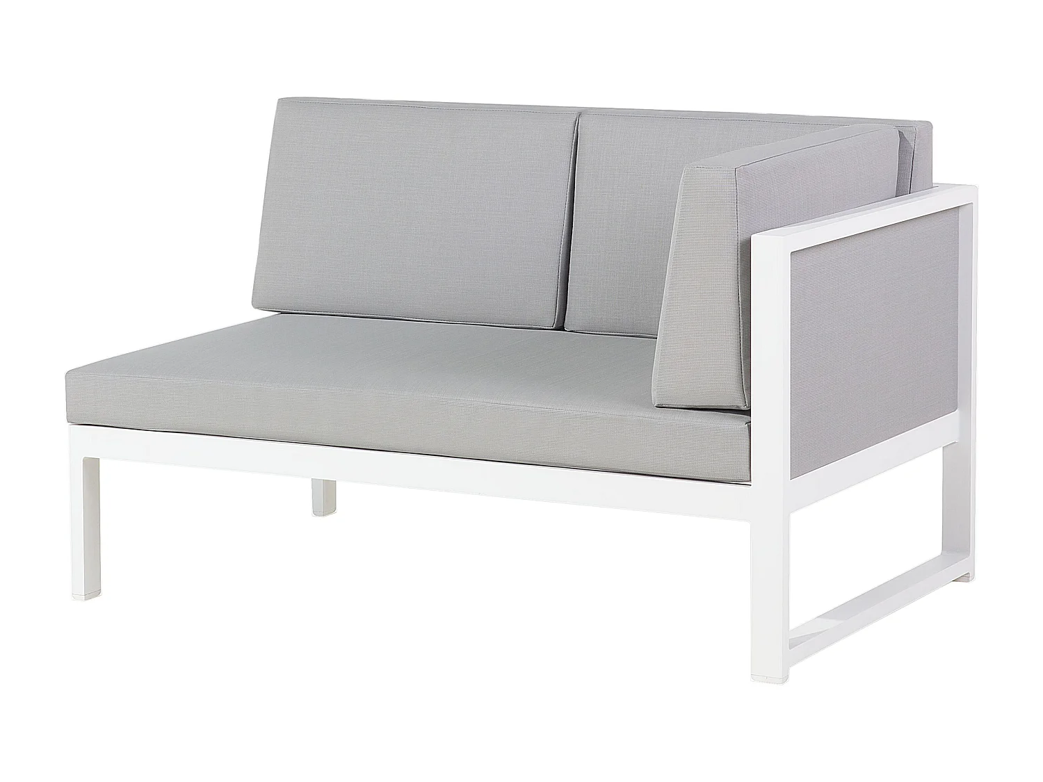 Lounge Set 2-teilig Aluminium weiß/grau Ecksofa mit Tisch Kissen grau Castella