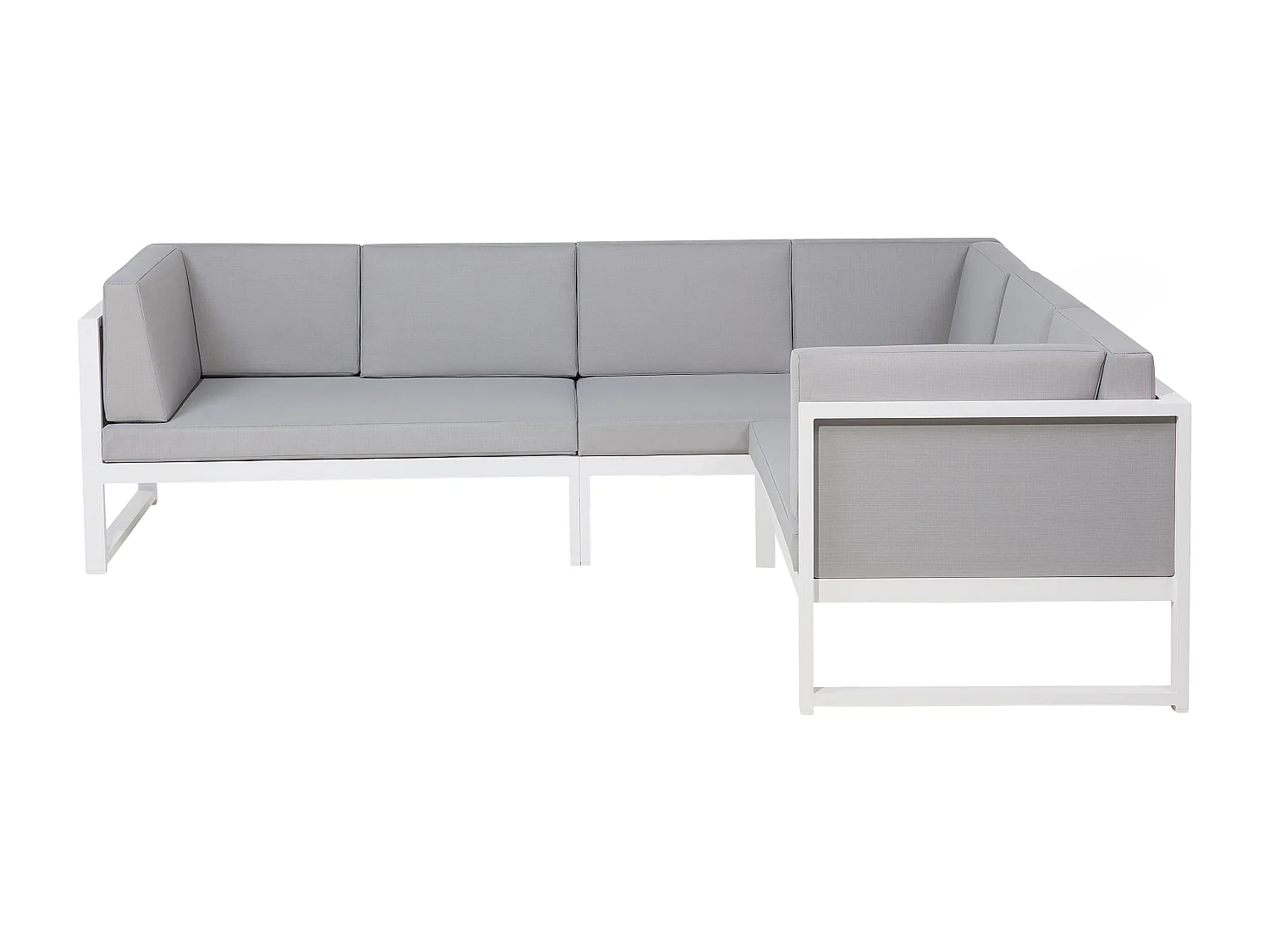 Lounge Set 2-teilig Aluminium weiß/grau Ecksofa mit Tisch Kissen grau Castella