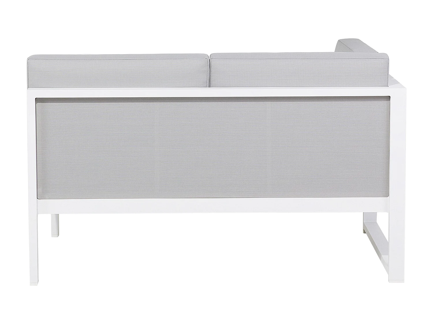 Lounge Set 2-teilig Aluminium weiß/grau Ecksofa mit Tisch Kissen grau Castella