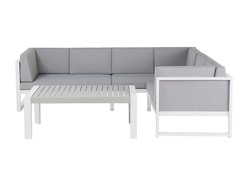 Ensemble de canapés d\'angle de jardin 6 places CASTELLA Côté droite Métal Gris