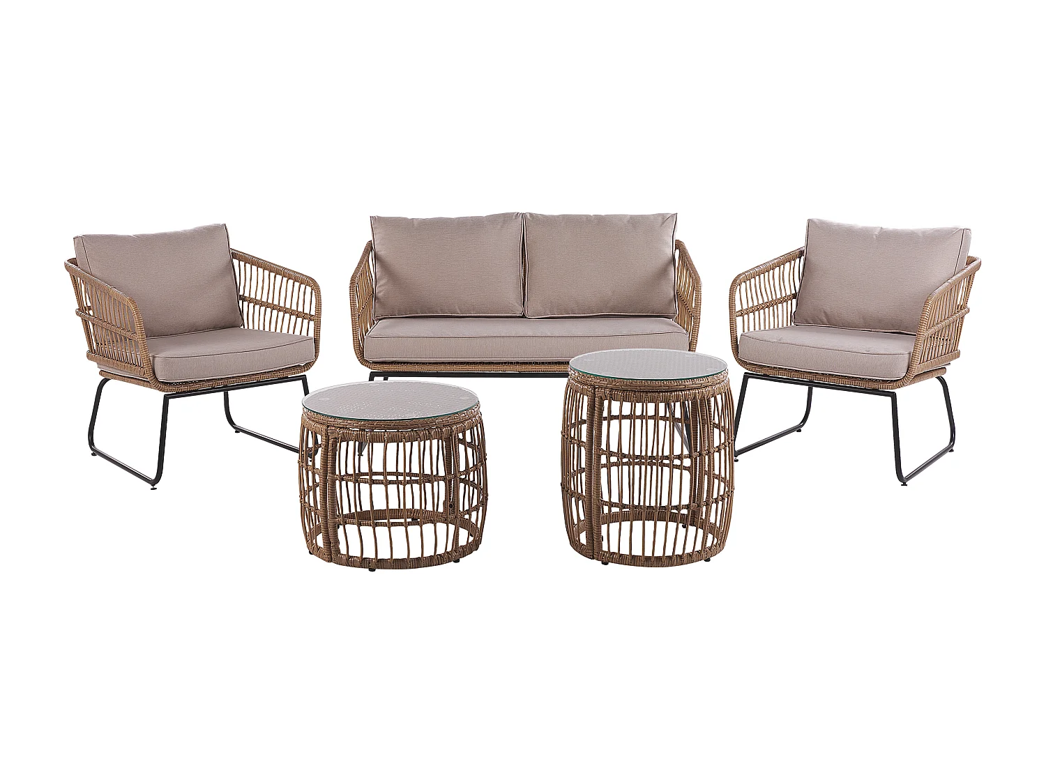 Ensemble de salon de jardin avec table 4 places RAVELLO Naturel