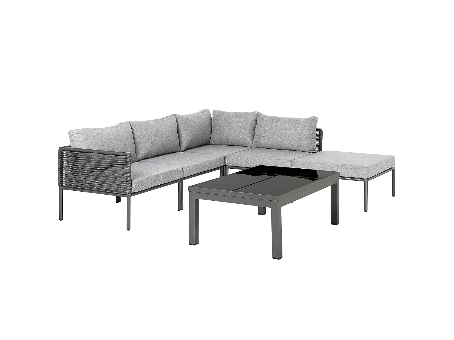 Ensemble de canapés d'angle de jardin 6 places FORANO Métal Gris