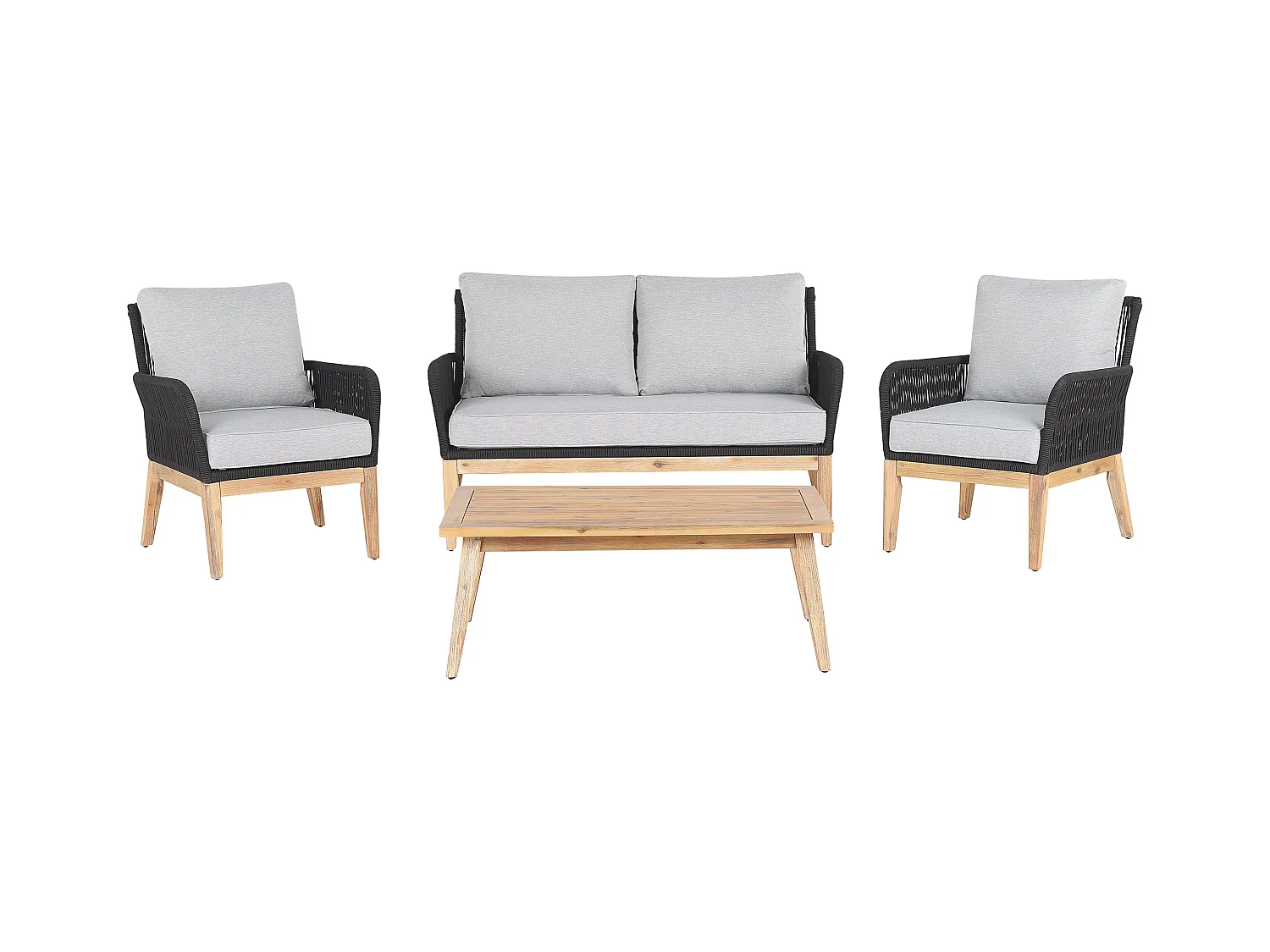 Ensemble de salon de jardin avec table 4 places MERANO Acacia Gris