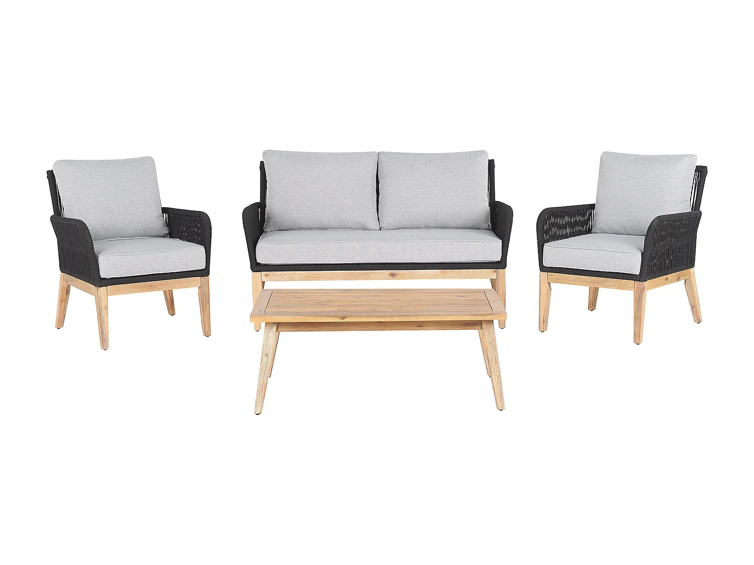 Ensemble de salon de jardin avec table 4 places MERANO Acacia Gris