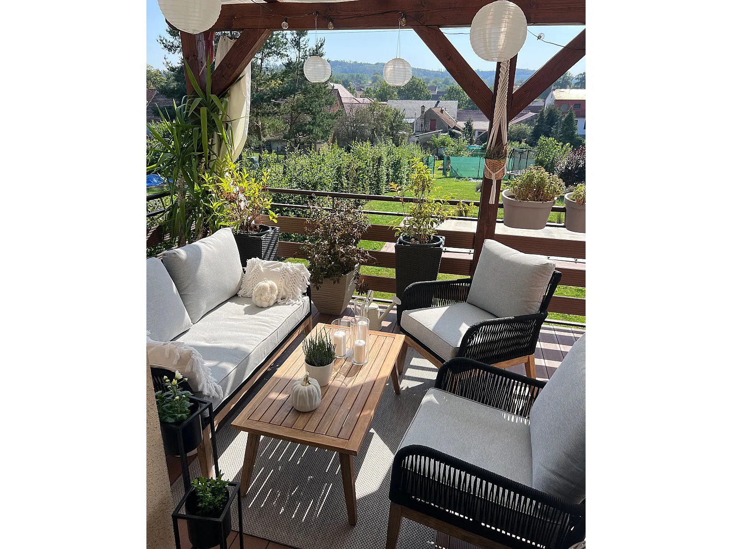 Garden Lounge Set with Table 4 Seater MERANO Grey Acacia Wood