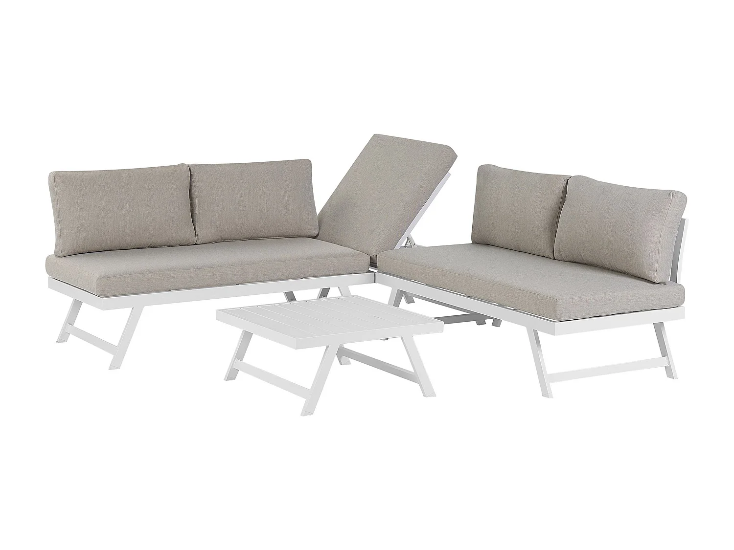 Gartenset einstellbare Rückenlehne 5-Sitzer aus Aluminium in Taupe Coccorino