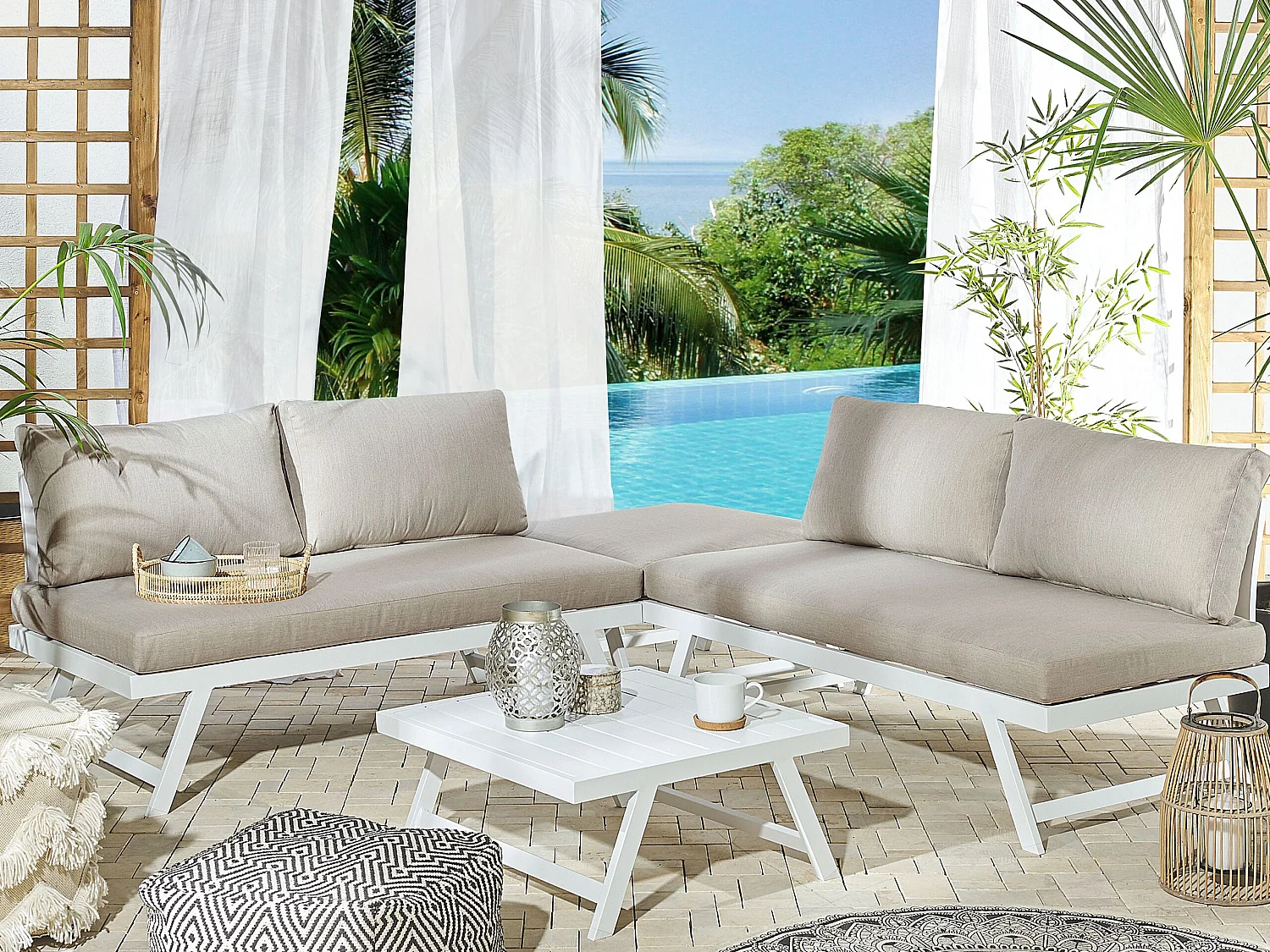 Ensemble de canapés d'angle de jardin 5 places COCCORINO Métal Taupe