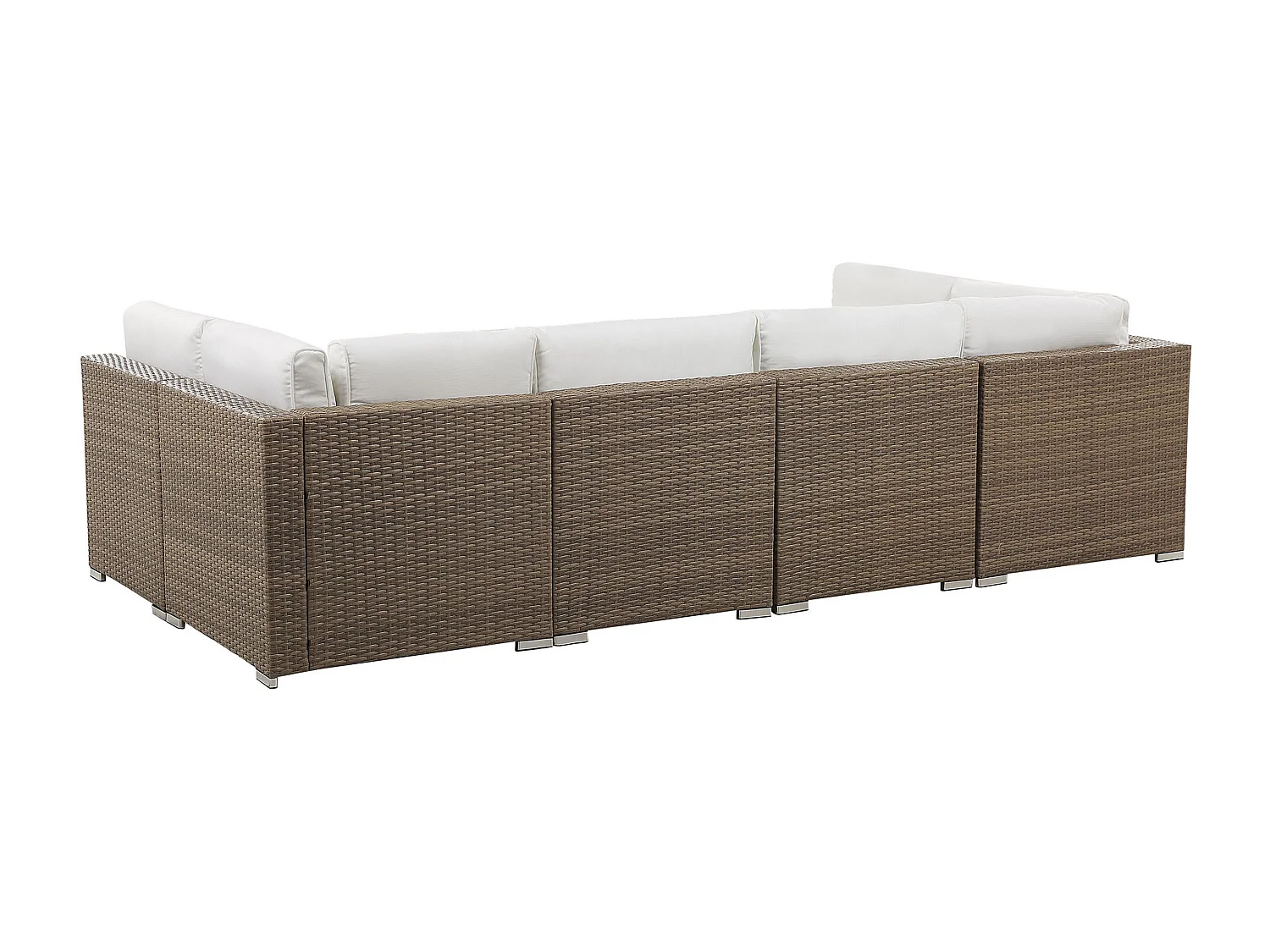 Garten Ecksofa mit Tisch 6-Sitzer BELVEDERE Polyrattan Weiss