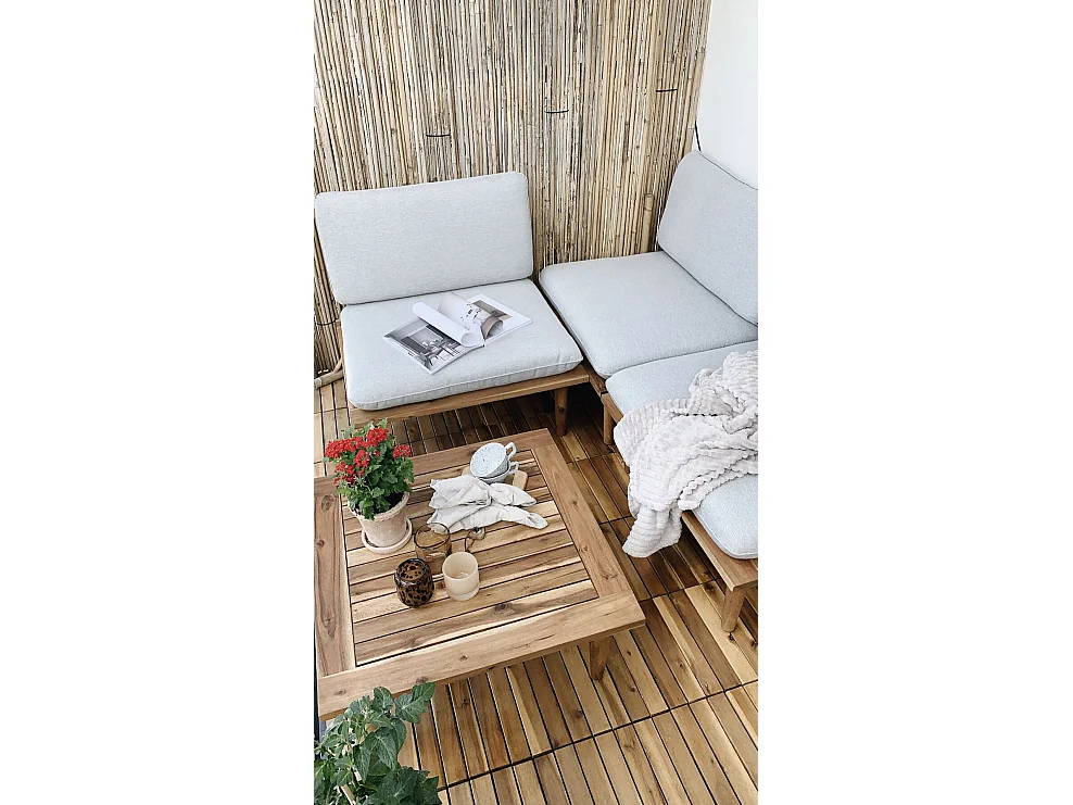 Garden Lounge Set with Table 4 Seater FRASCATI Light Grey Certified Acacia Wood Modular