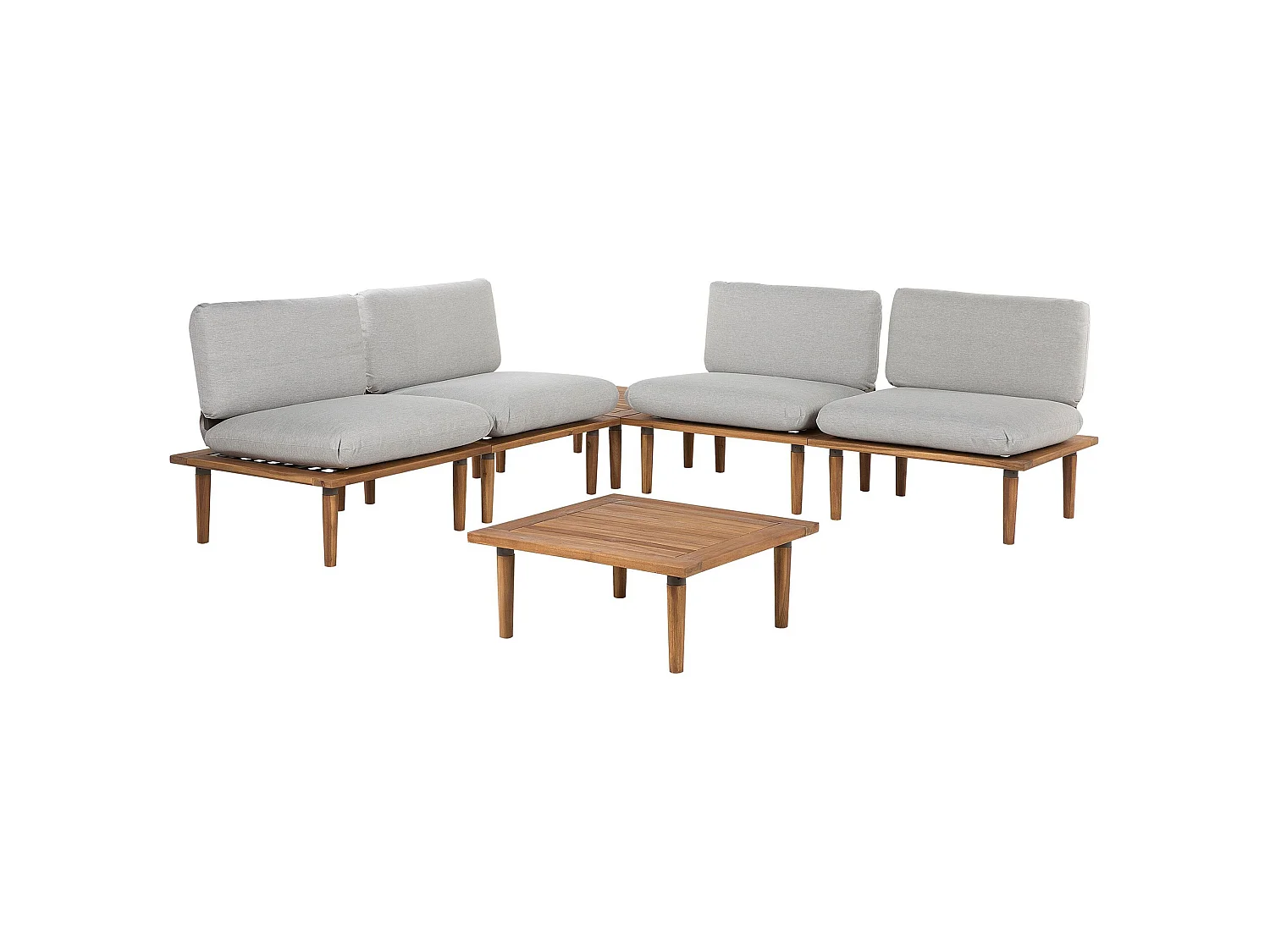Garden Lounge Set with Table 4 Seater FRASCATI Light Grey Certified Acacia Wood Modular