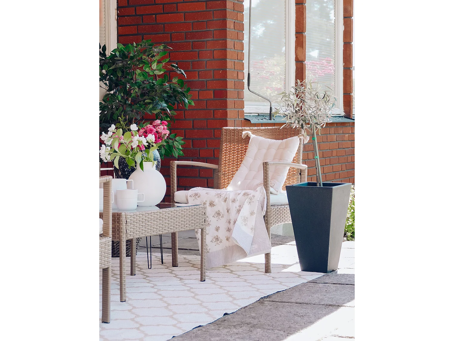 Sofa Set with Table MARSALA PE Rattan Light Brown