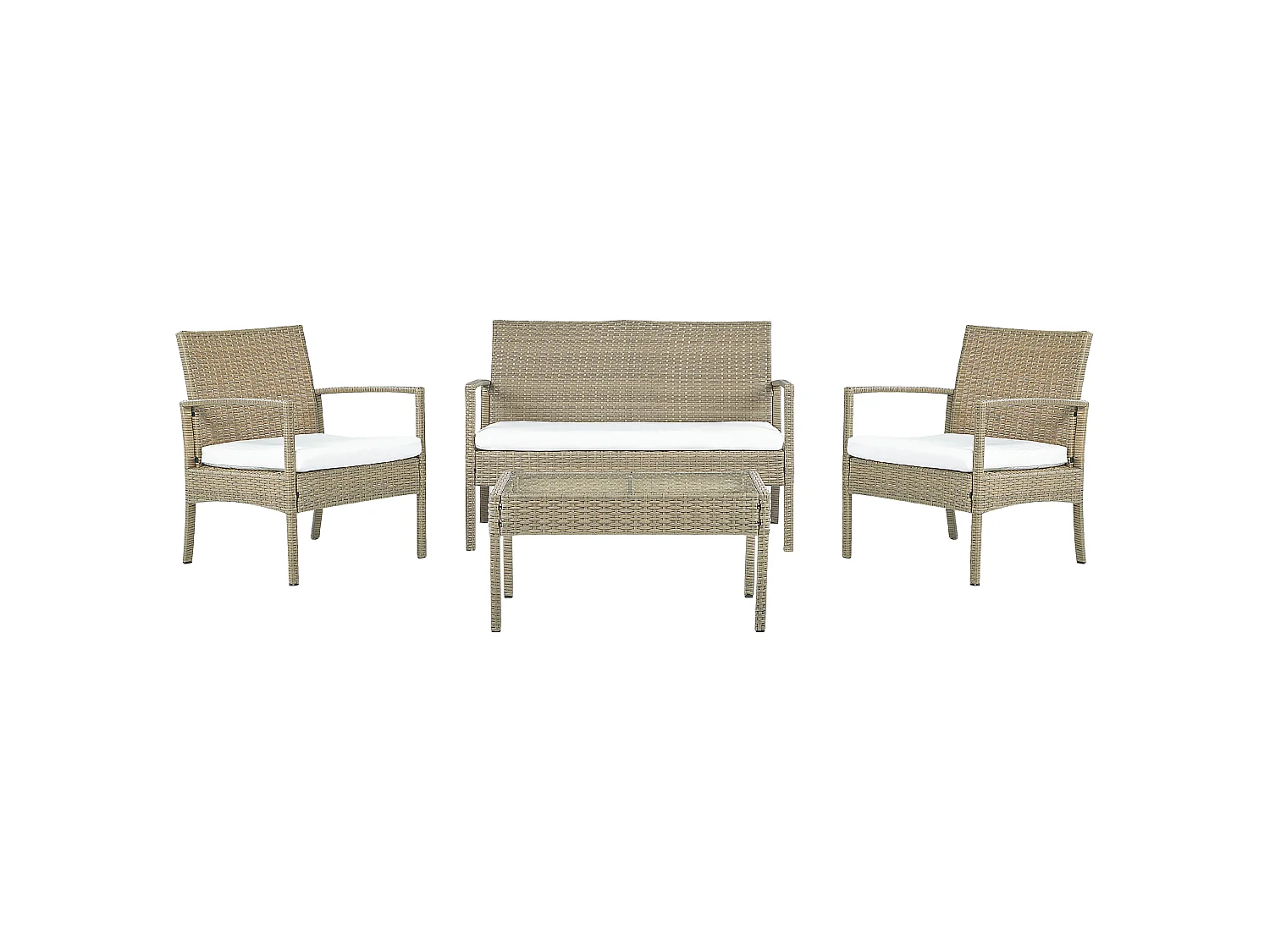 Sofa Set with Table MARSALA PE Rattan Light Brown