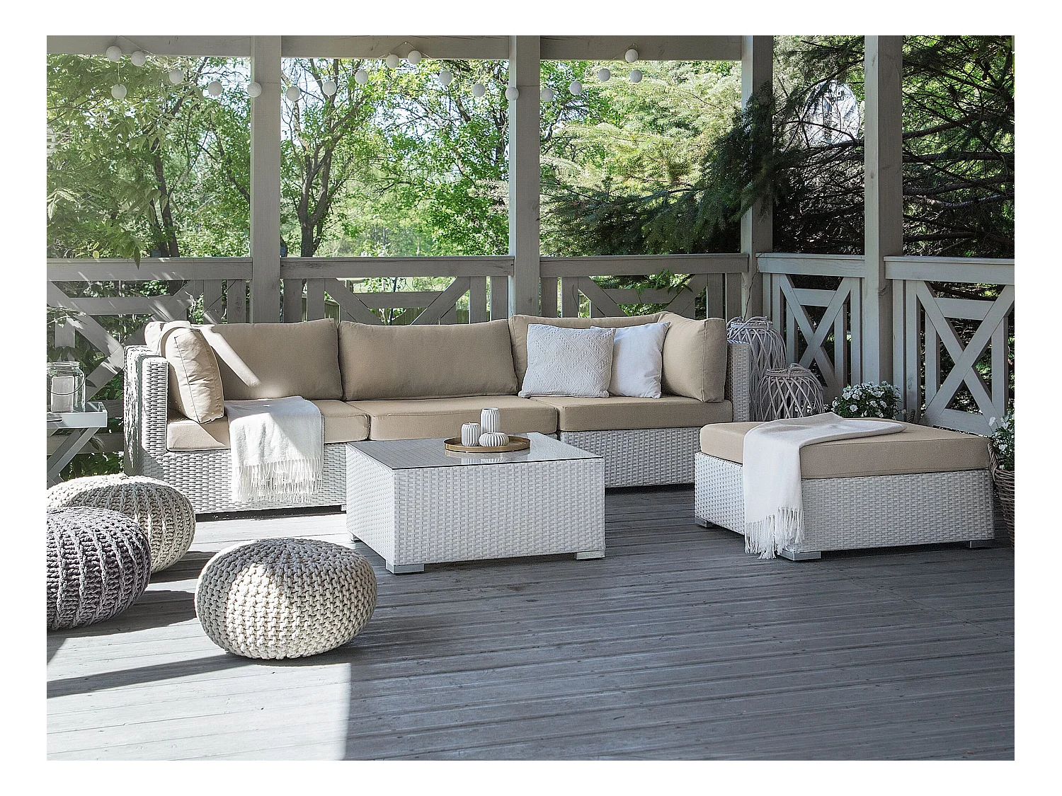 Ensemble de canapés d'angle de jardin 4 places SANO Côté droite Blanc