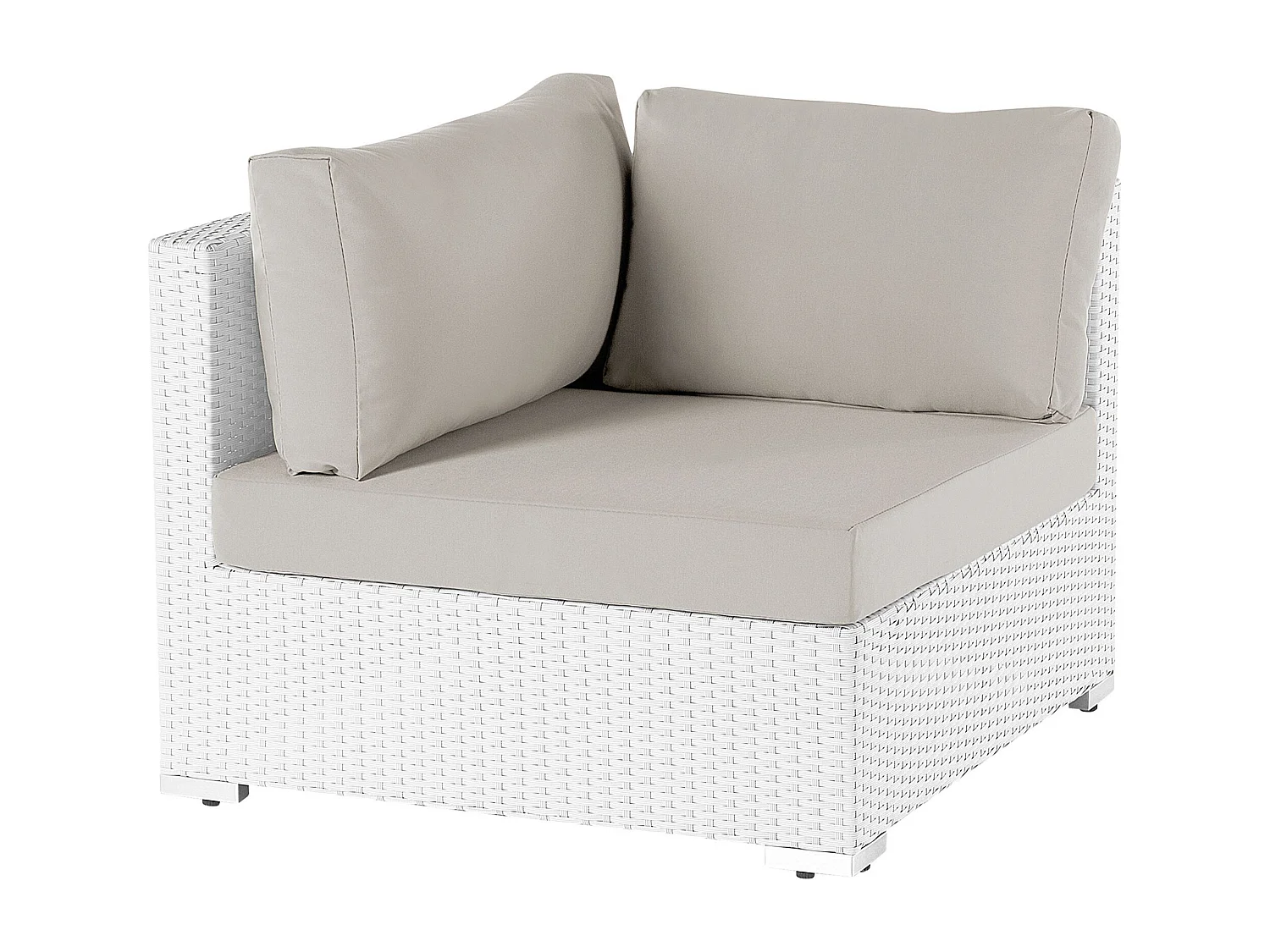 Exklusives Gartenmöbel 4er Set aus Rattan weiß / sandbeige linksseitig Sano II